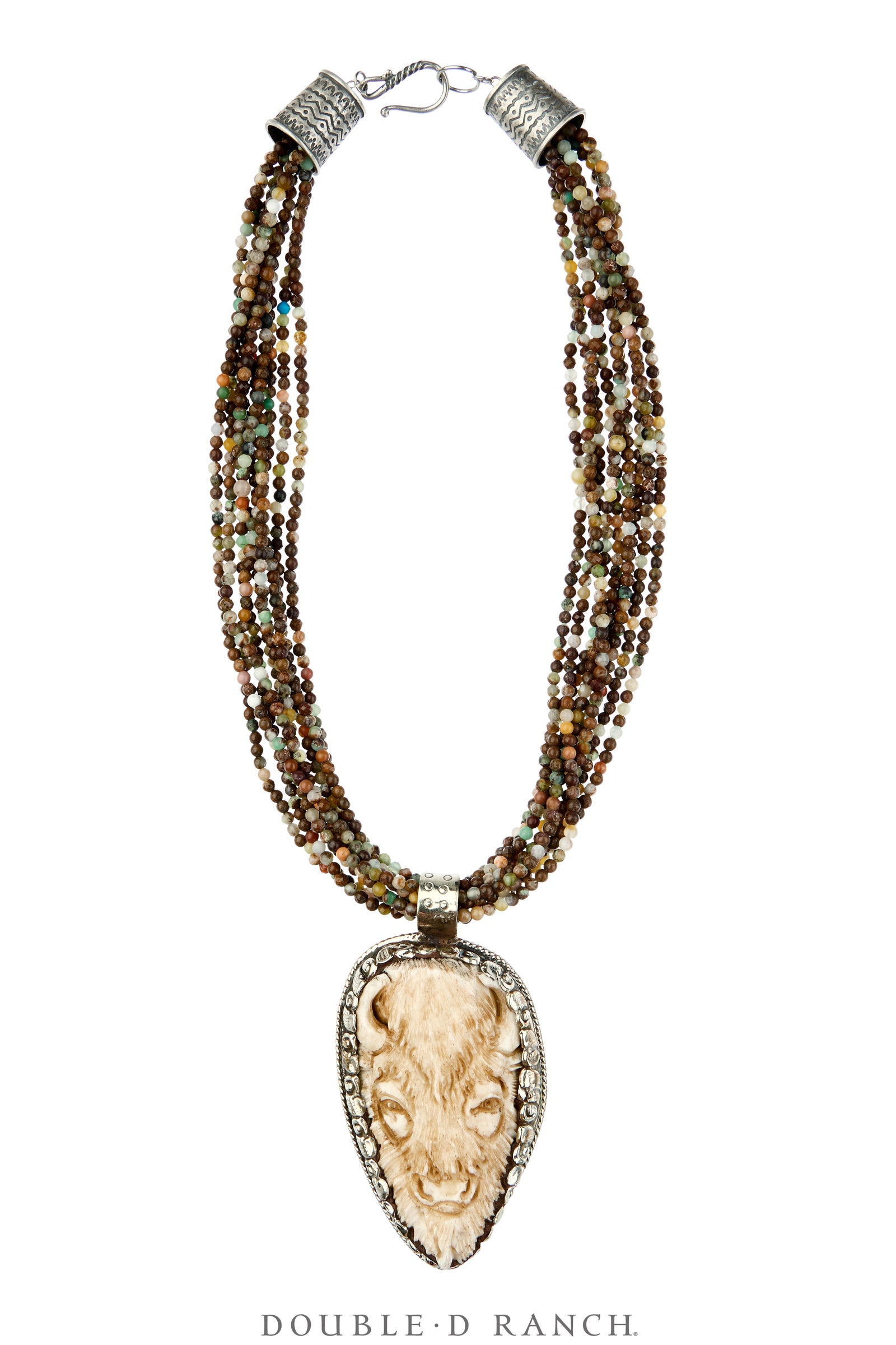 Necklace, Statement, Buffalo, Faceted Bead, Silver, Contemporary, 3891