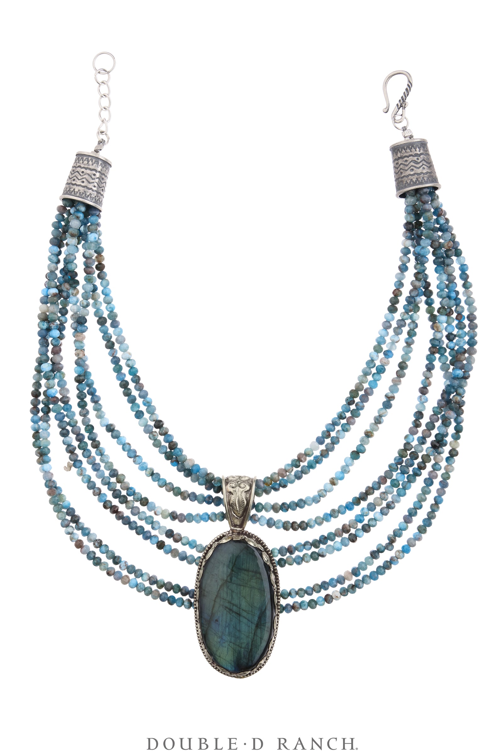 Necklace, Statement, Azurite Faceted Bead, Silver, Contemporary, 3948