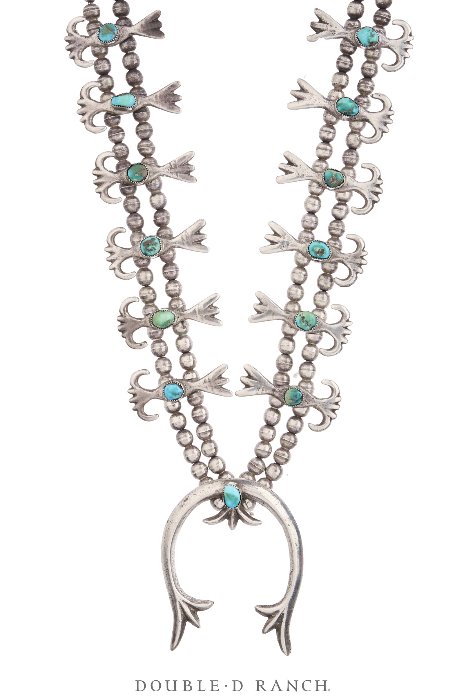 Necklace, Squash Blossom, Turquoise, Sans Hallmark, Vintage, 3965