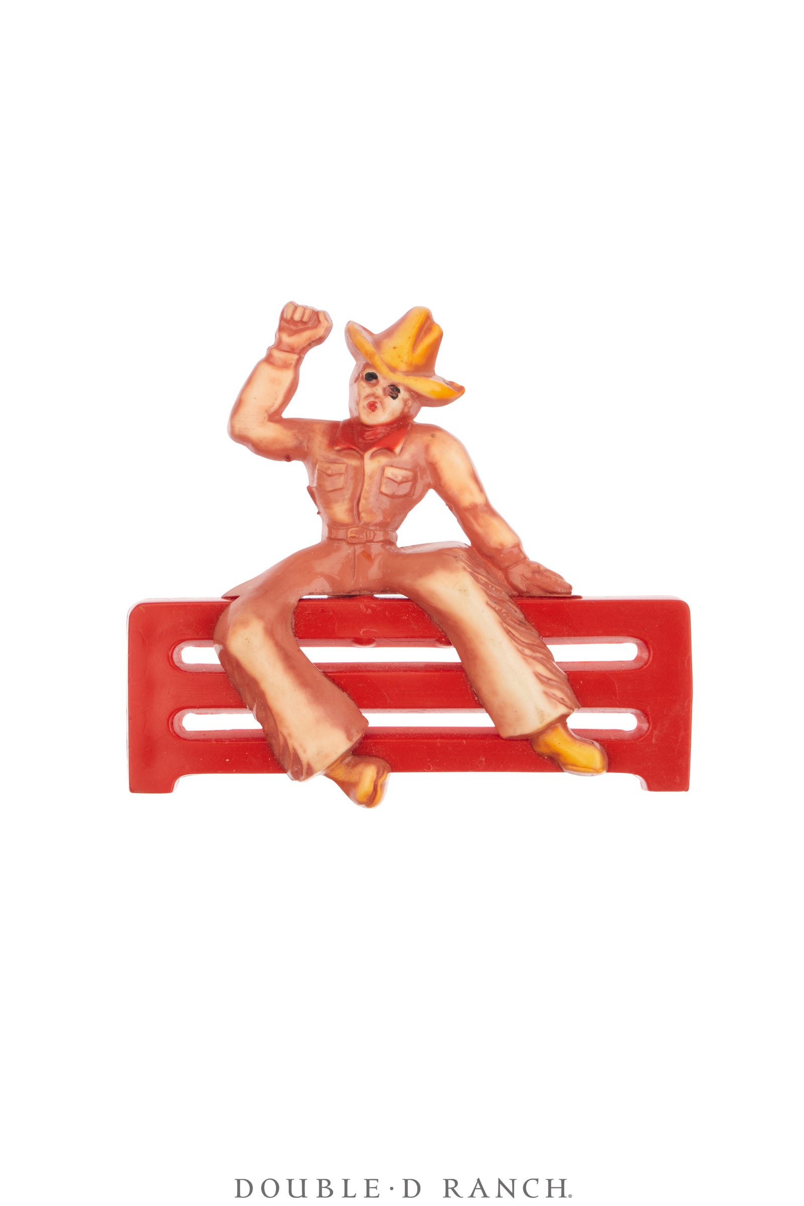 Pin, Novelty, Celluloid, Cowboy on Fence, Vintage, 1249