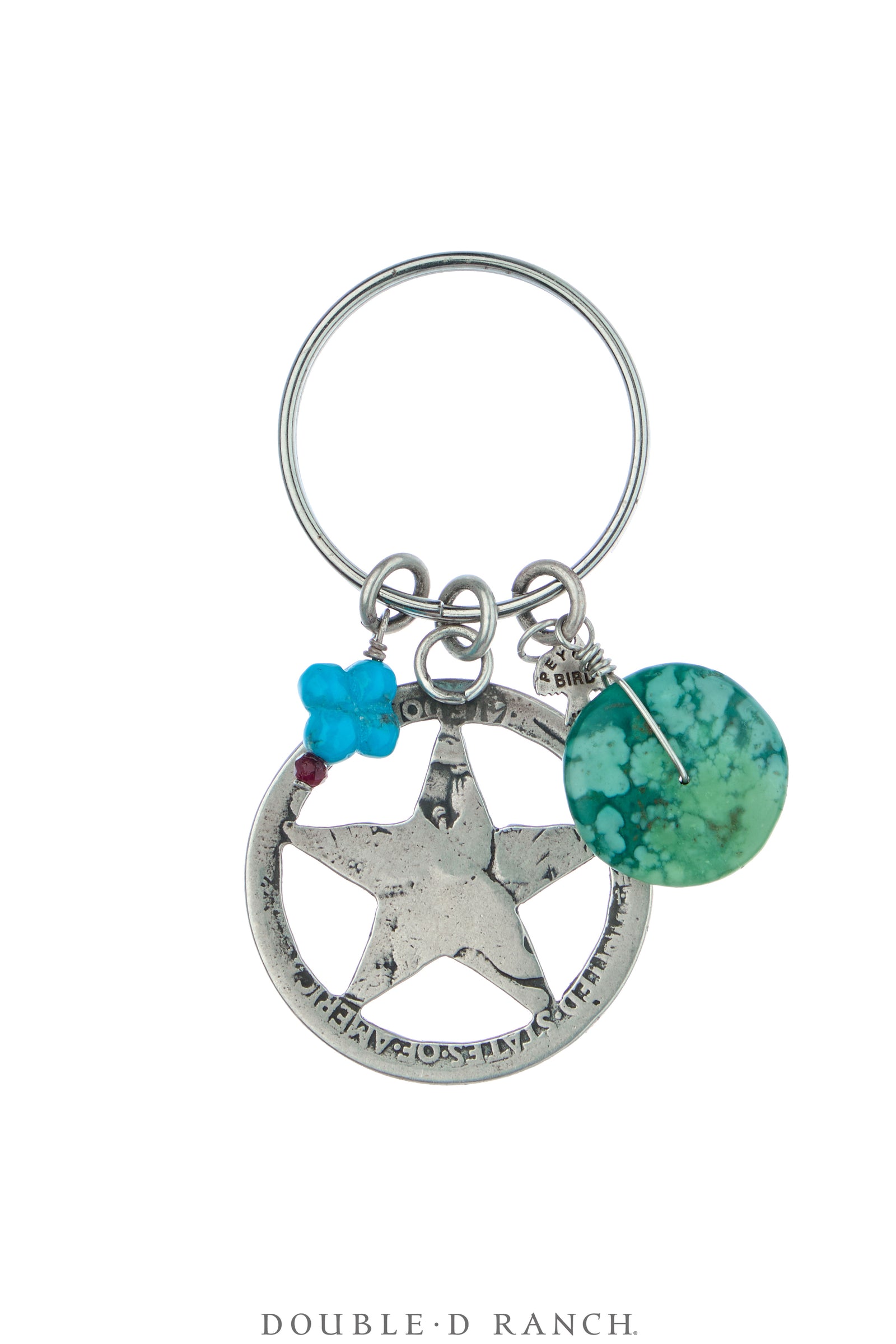 Charm, Bag Bauble, Turquoise, "TEXAS", Repurposed, Artisan, Contemporary, 1273