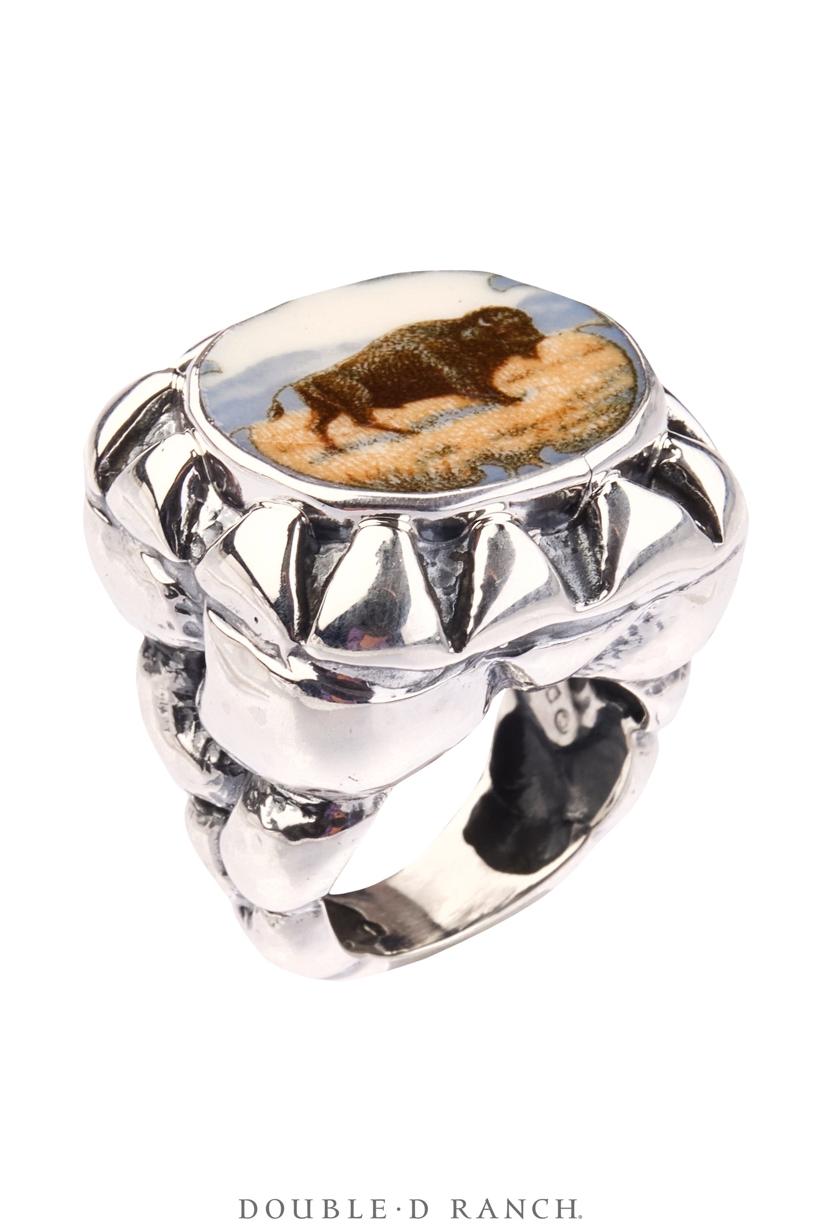 Ring, Dian Malouf, Statement, Railroad China, Buffalo, Hallmark, Contemporary, 1856D