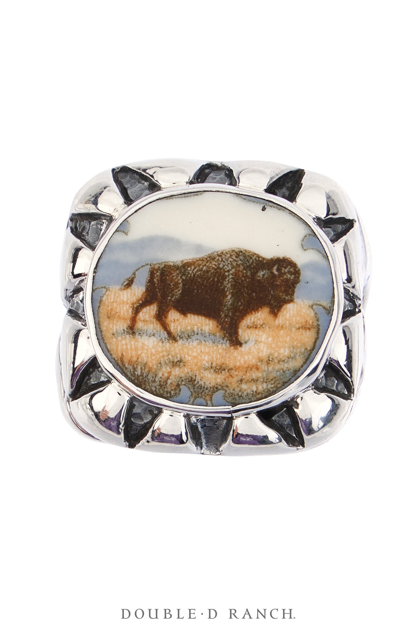 Ring, Dian Malouf, Statement, Railroad China, Buffalo, Hallmark, Contemporary, 1856D