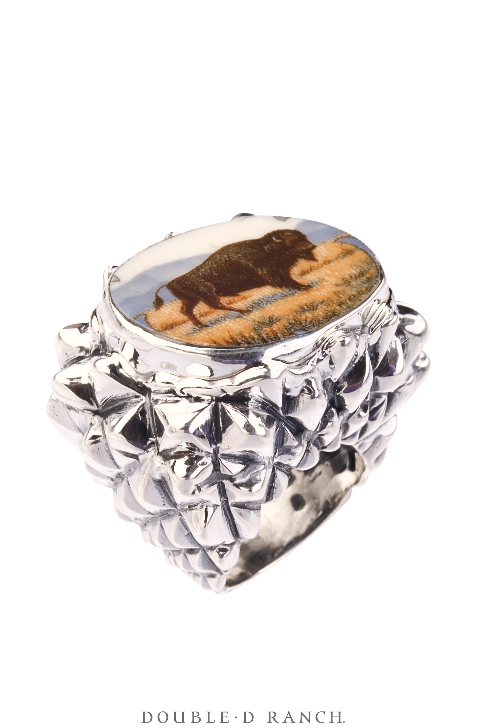 Ring, Dian Malouf, Statement, Railroad China, Buffalo, Hallmark, Contemporary, 1858B