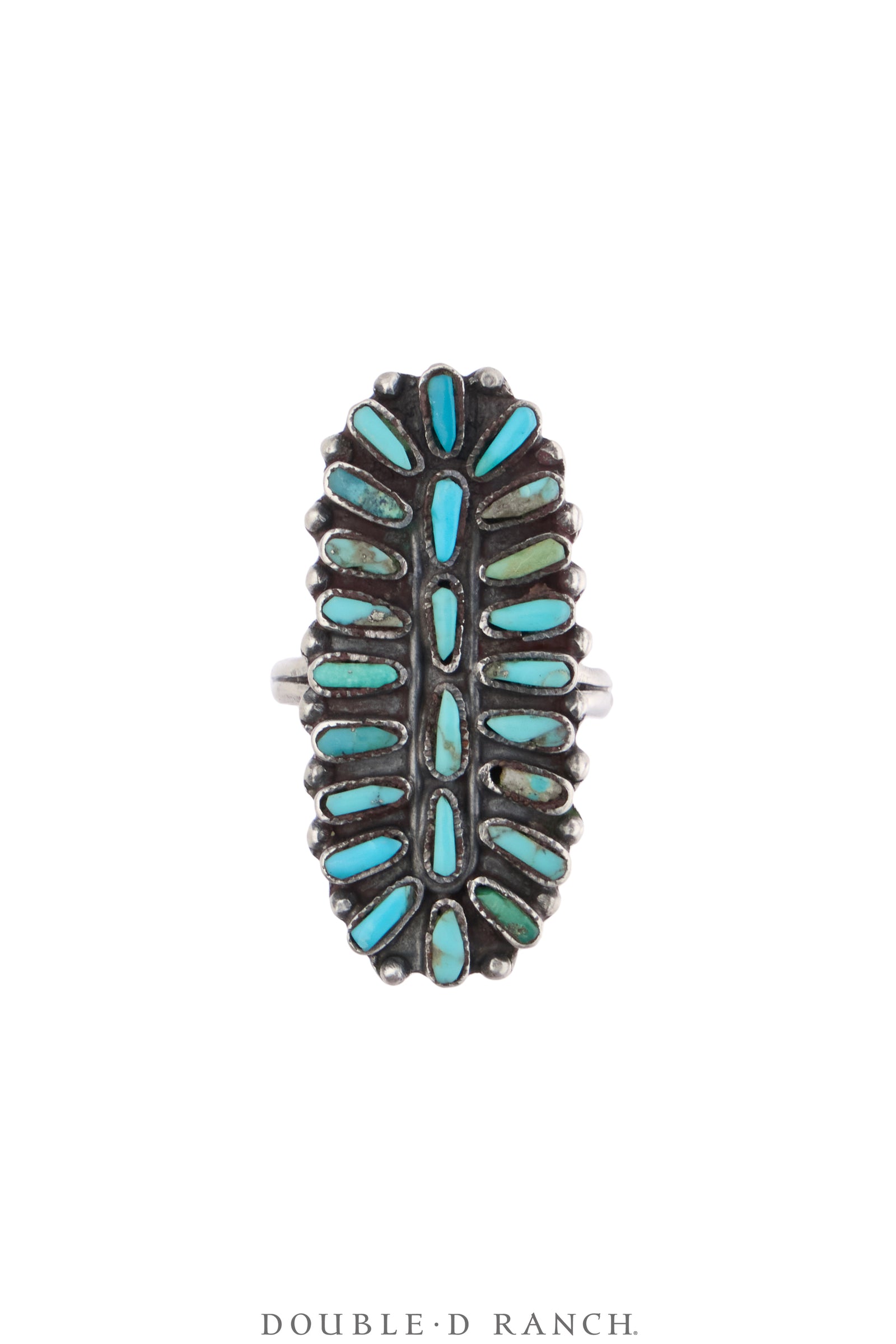 Ring, Cluster, Turquoise, Petite Point, Vintage, 1899