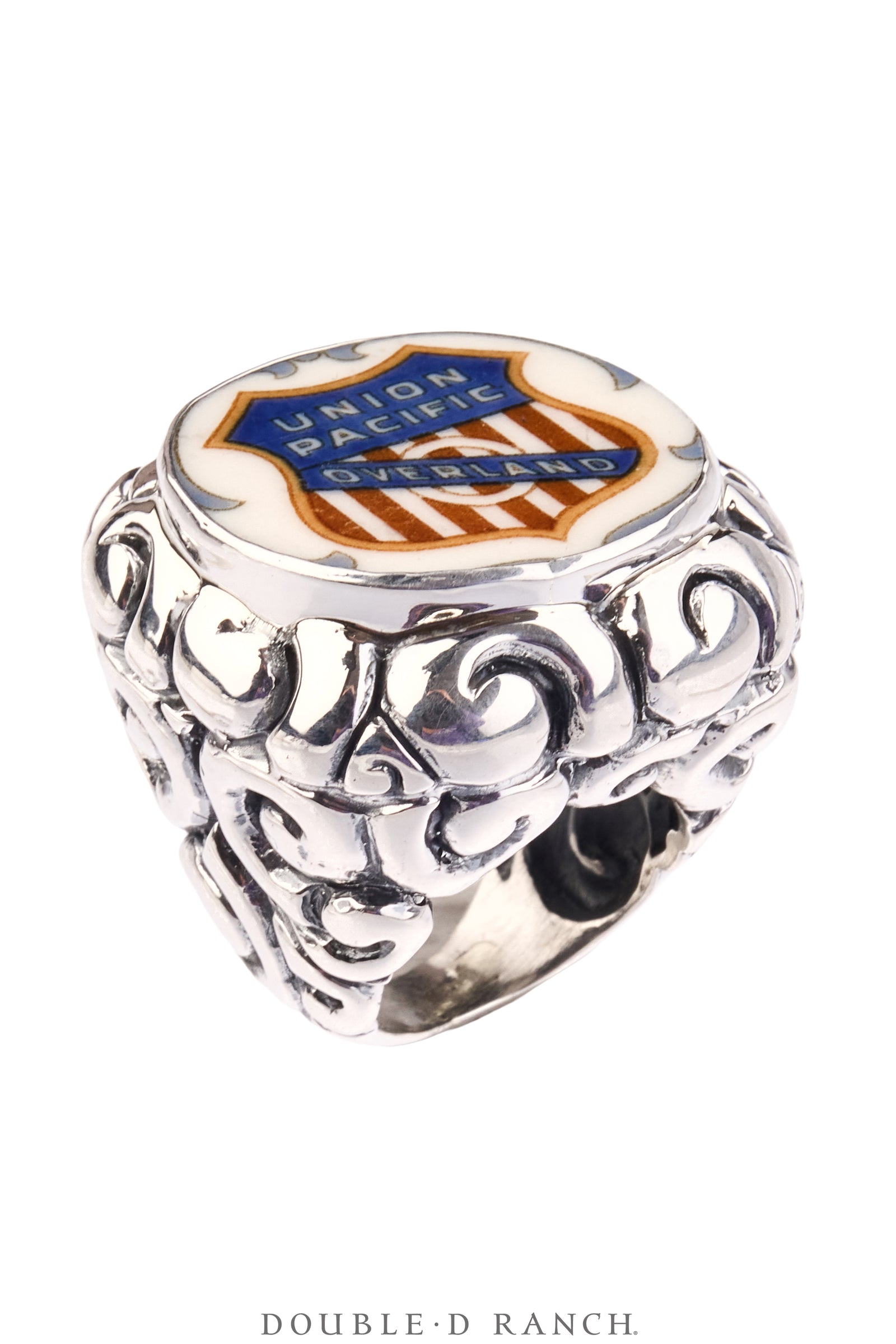 Ring, Dian Malouf, Statement, Railroad China, Union Jack, Hallmark, Contemporary, 1933B