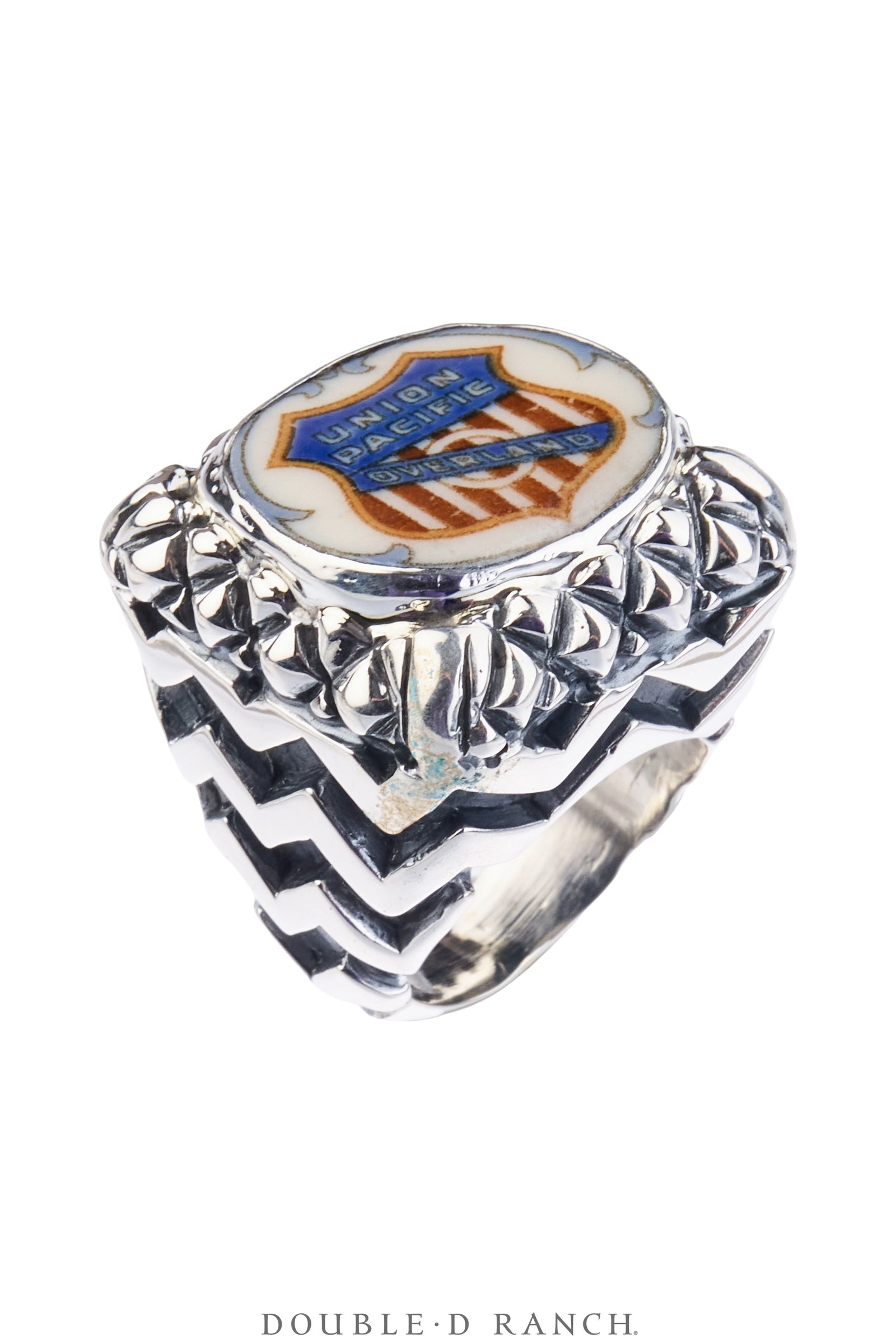 Ring, Dian Malouf, Statement, Railroad China, Union Jack, Hallmark, Contemporary, 1973B