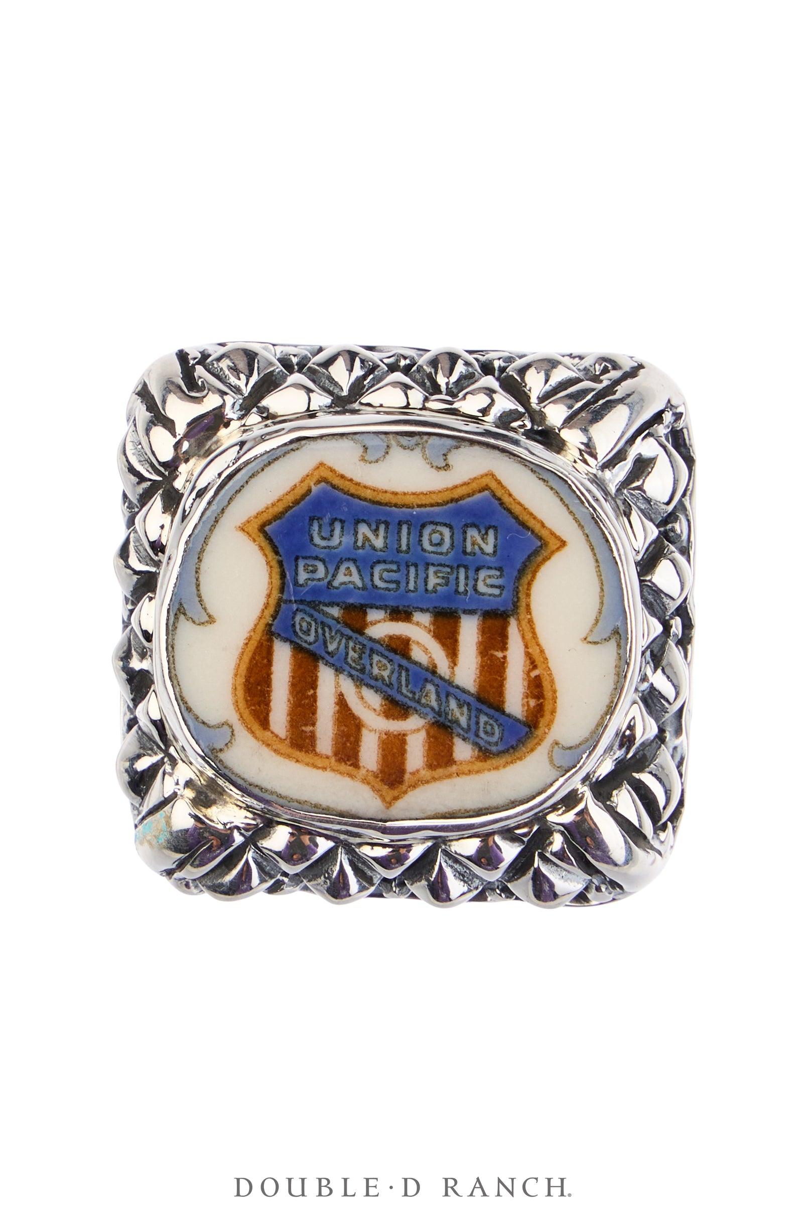 Ring, Dian Malouf, Statement, Railroad China, Union Jack, Hallmark, Contemporary, 1973B