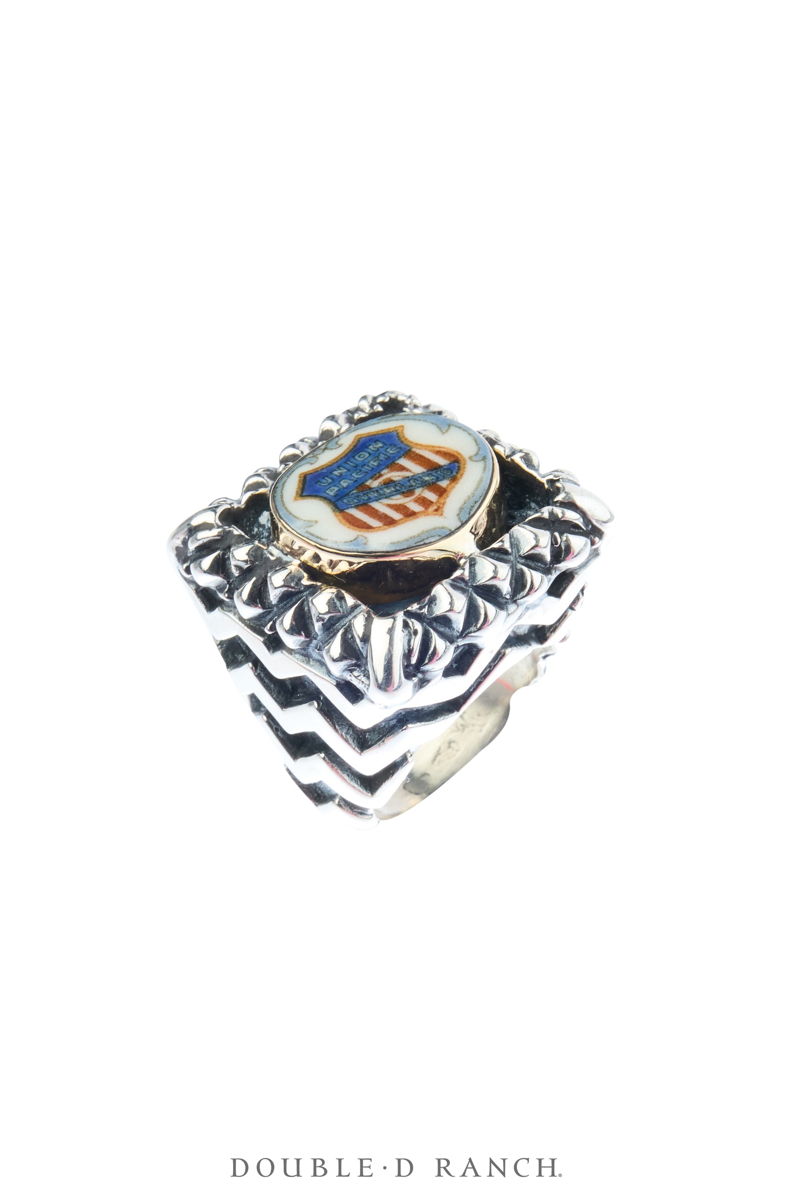 Ring, Dian Malouf, Statement, Railroad China, Union Jack, Hallmark, Contemporary, 1973