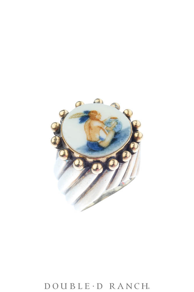 Ring, Dian Malouf, Statement, Sterling Silver, Gold, Contemporary,1974