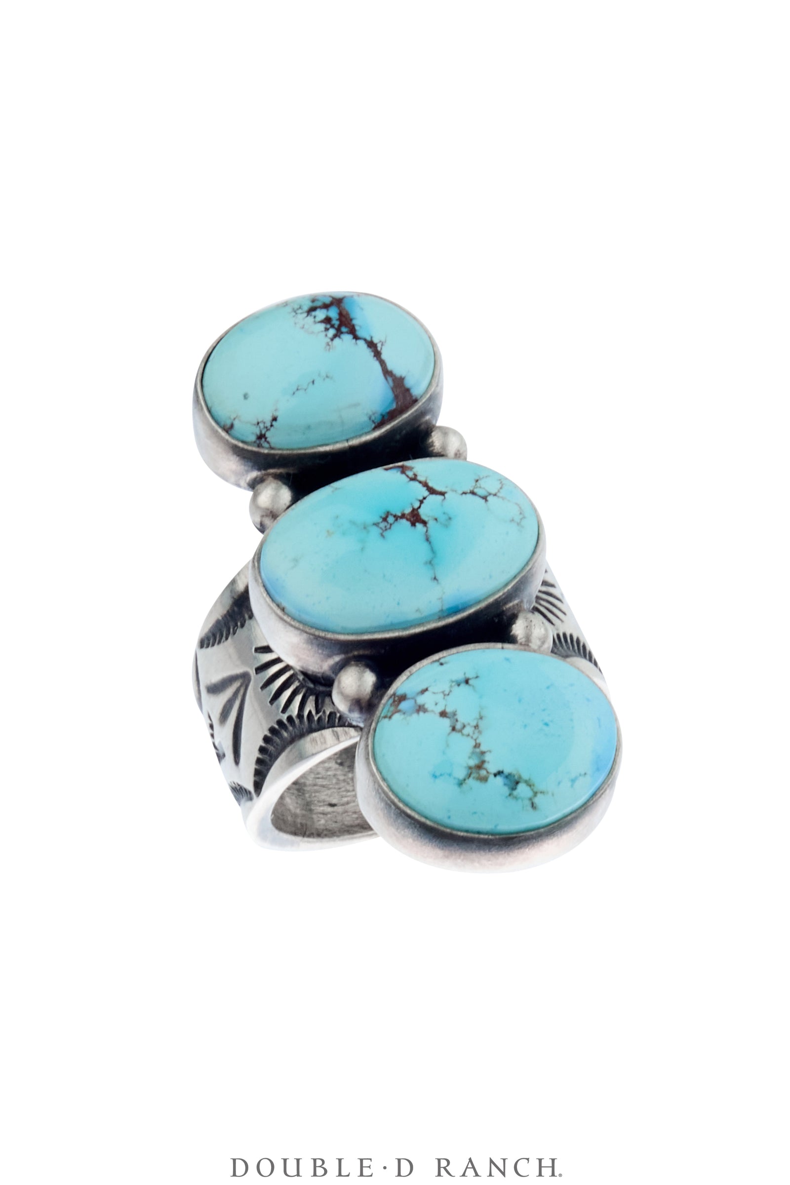 Ring, Statement, Golden Hills Turquoise, 3 Stone, Hallmark, Contemporary, 1986