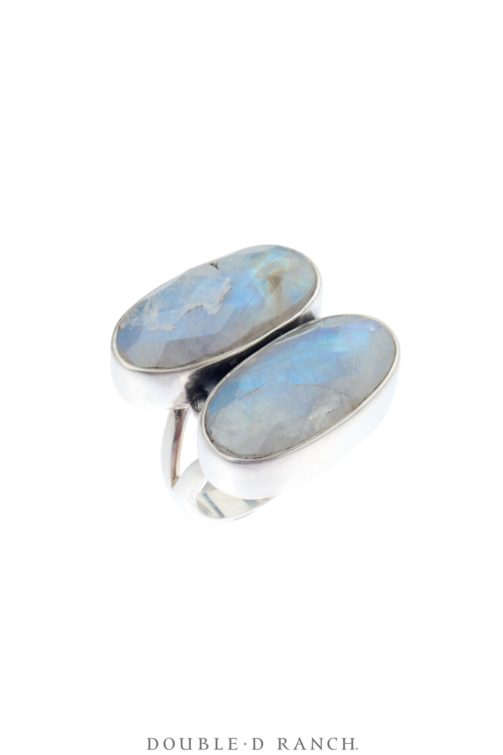 Ring, Faceted Jewel, Rainbow Moonstone, Double, Artisan, Contemporary, 2000