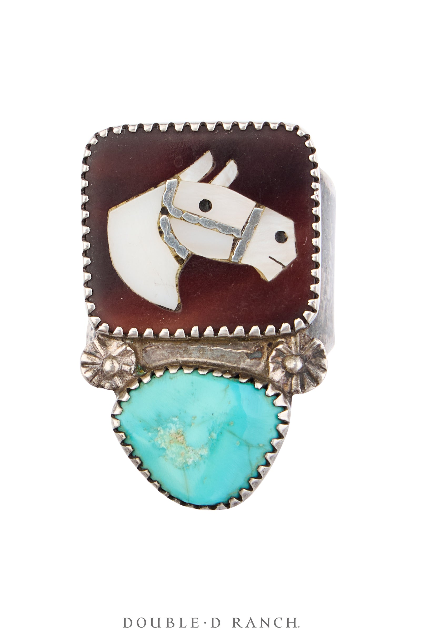 Ring, Inlay, Horse Profile, Turquoise, Simplicio, Vintage ‘70s, 2025