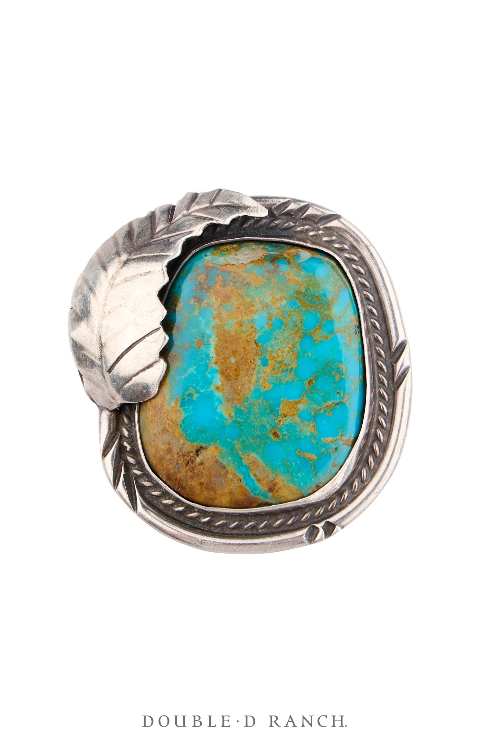 Ring, Natural Stone, Turquoise, Leaf Appliqué, Old Pawn, 2026