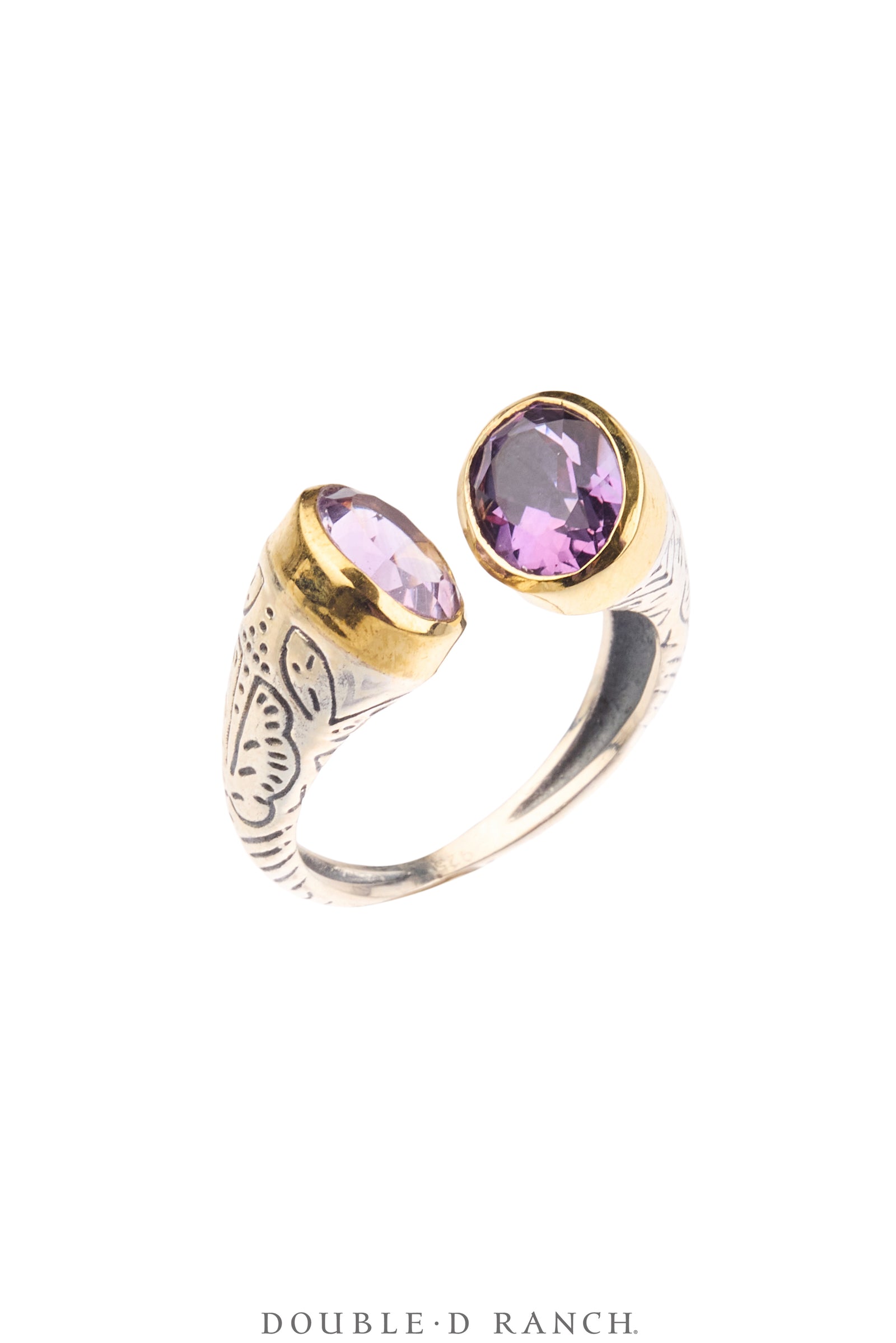 Ring, Faceted Jewel, Double Stone Wrap, Amethyst, Contemporary, 2032
