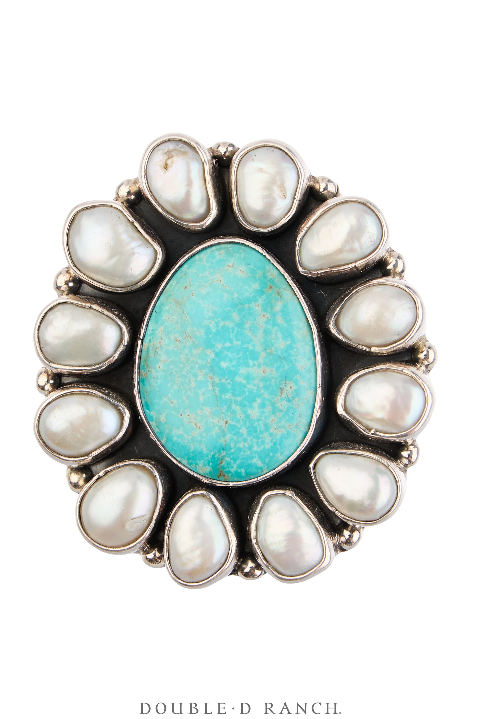 Ring, Federico, Cluster, Turquoise, Mother of Pearl, Hallmark, Contemporary, 2082