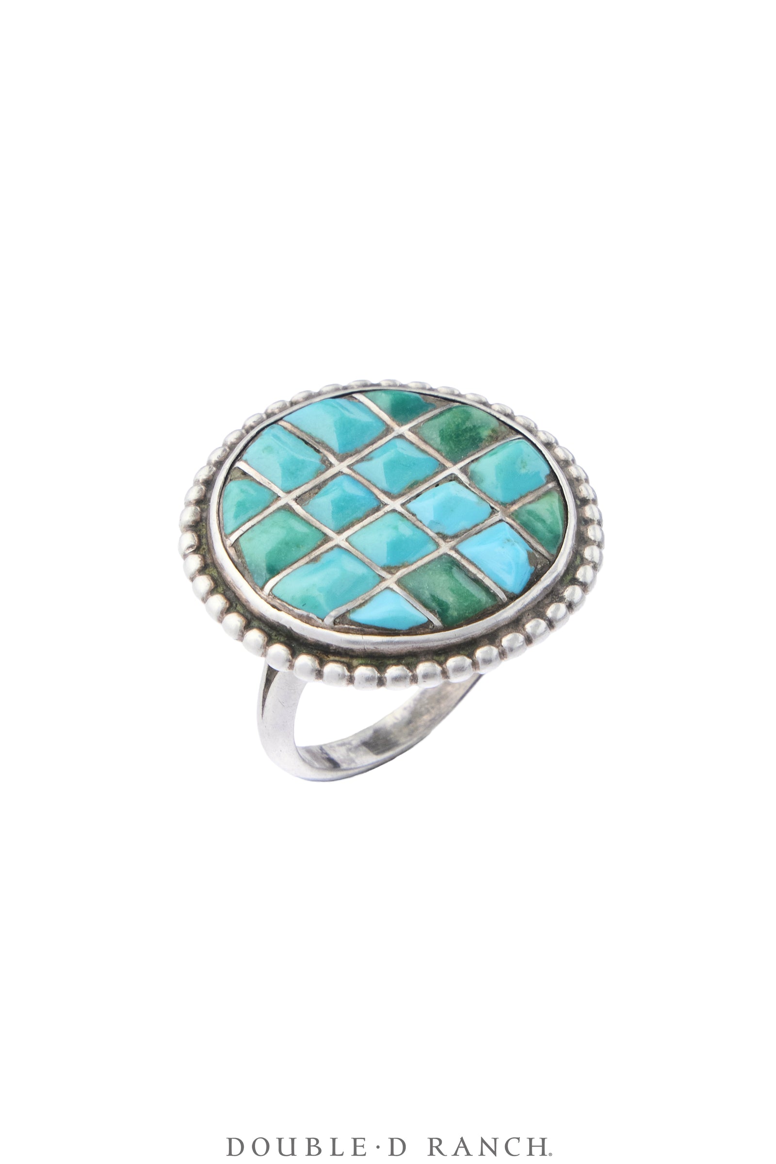 Ring, Inlay, Turquoise, Cobblestone, Sans Hallmark, Vintage, 2149