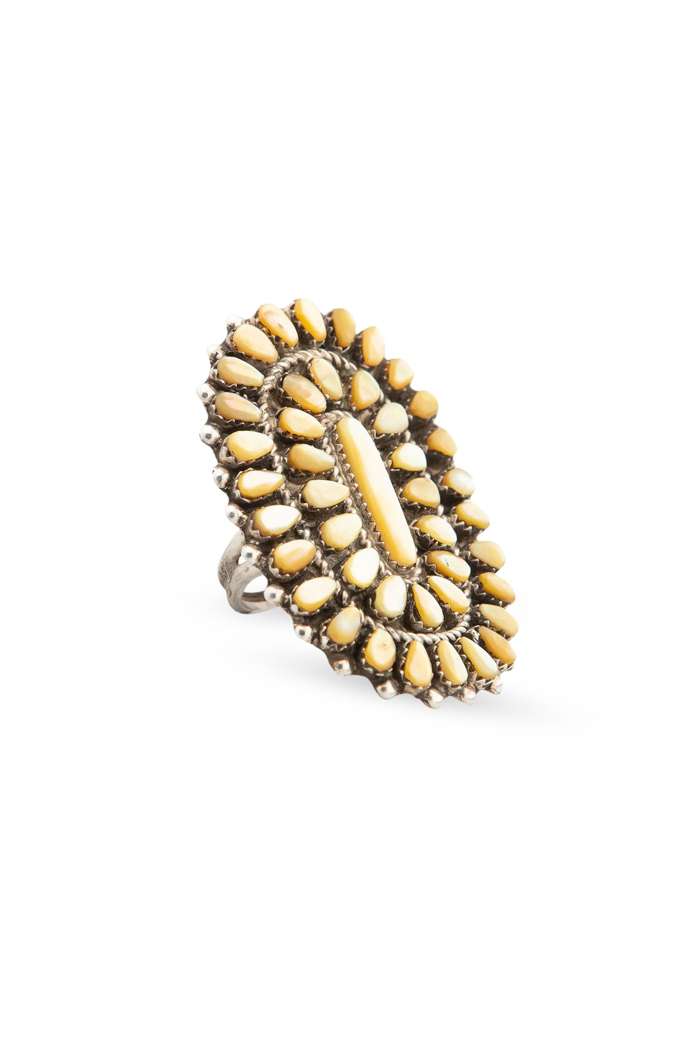 Ring, Cluster, Yellow Mother of Pearl. Hallmark, 435