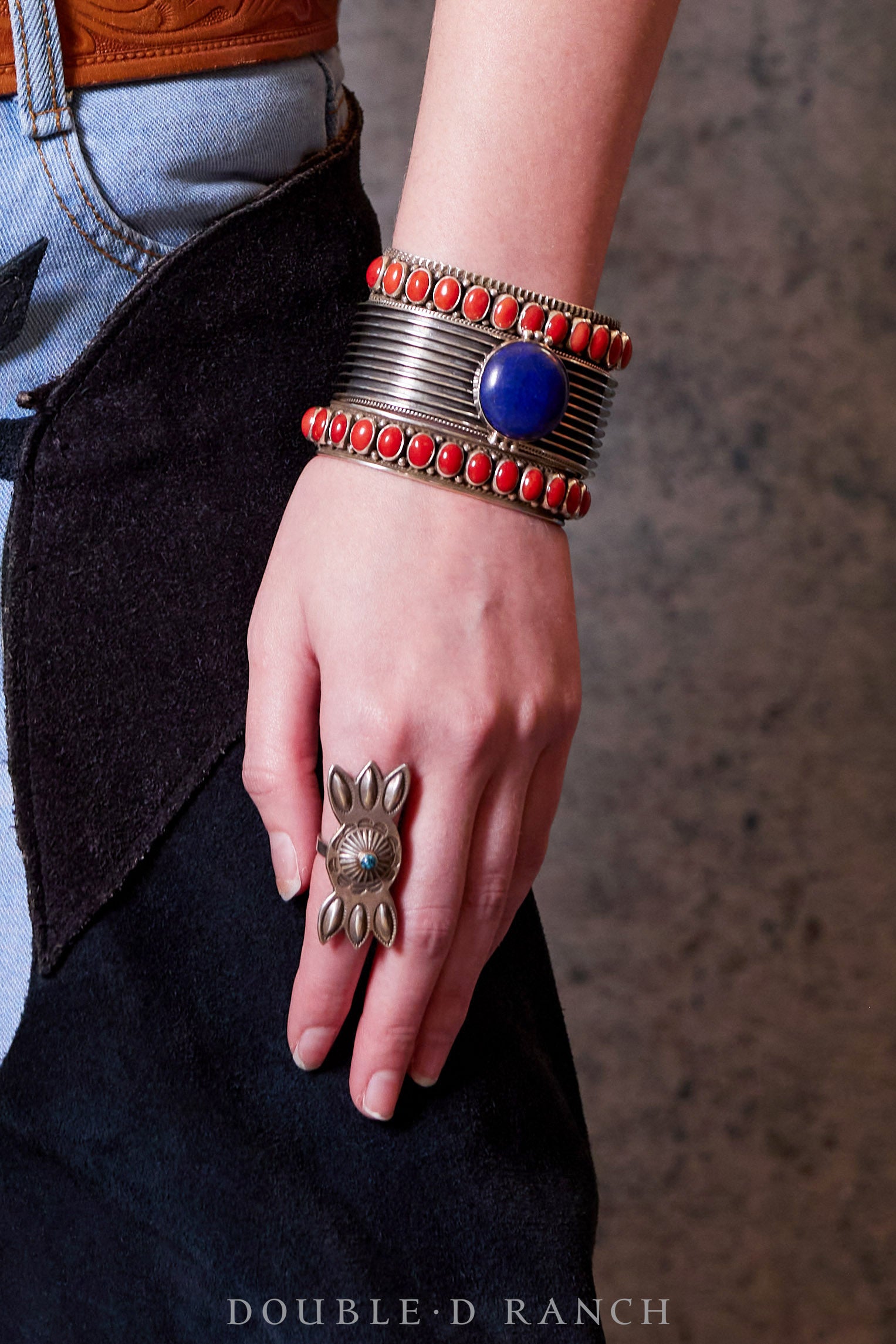 Cuff, Row, Coral, 15 Stone, Hallmark, Contemporary, 3195