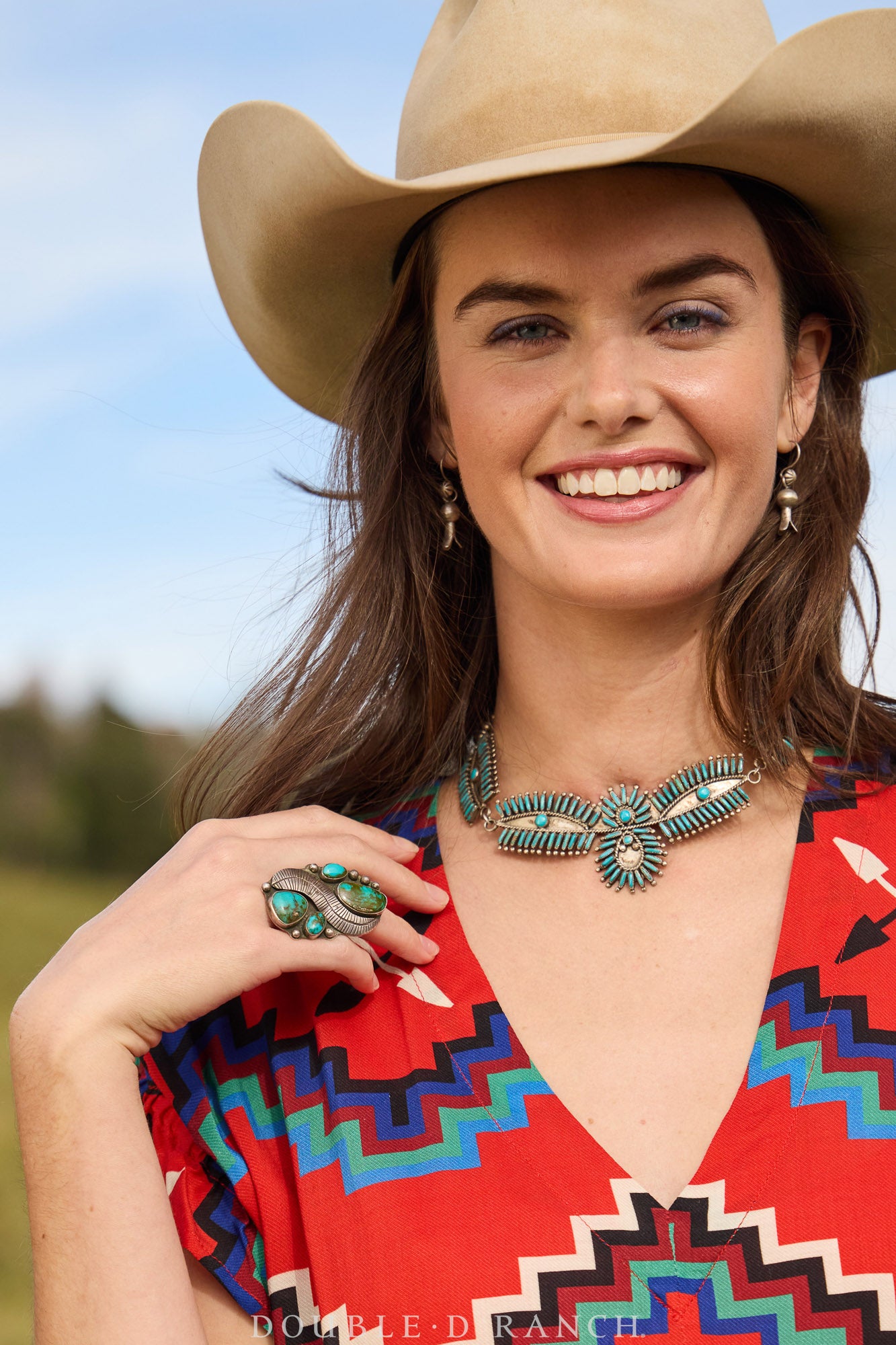 Ring, Turquoise, Feather Applique, Hallmark, Vintage, 995