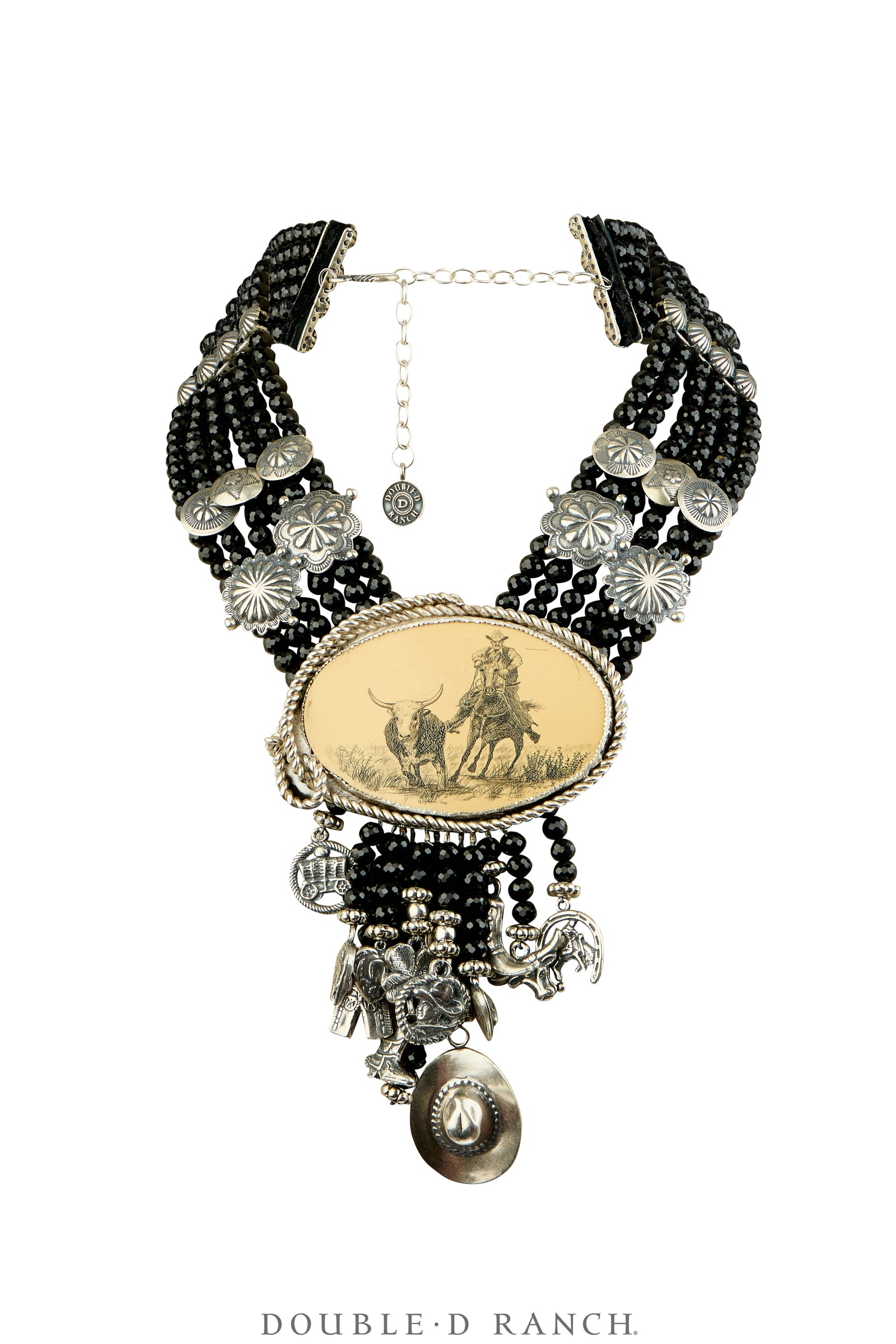Necklace, MB, Collar, Karmina, Onyx Faceted With Up-Cycled Faux Schrimshaw, Contemporary, 172