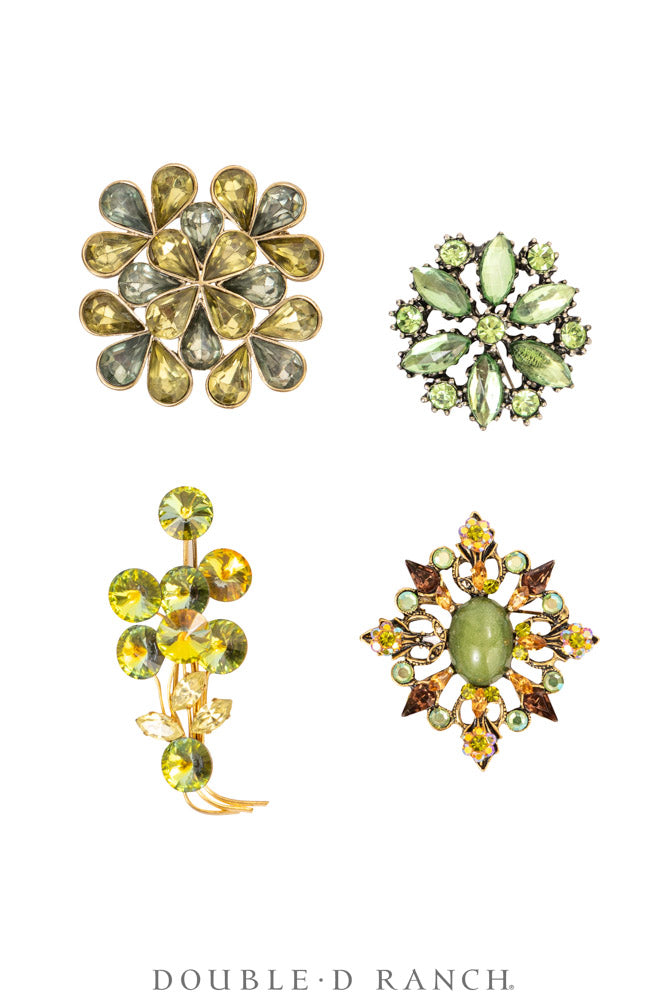 Pin, Gilded Set, Rhinestones, Vintage ‘50s-'60s, 1365