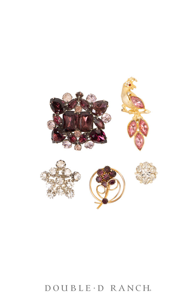 Pin, Gilded Set, Rhinestones, Vintage ‘50s-'60s, 1369