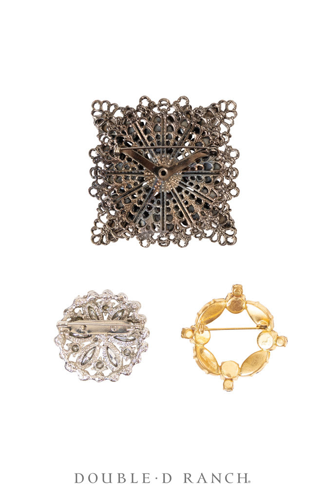 Pin, Gilded Set, Rhinestones, Vintage ‘50s-'60s, 1370