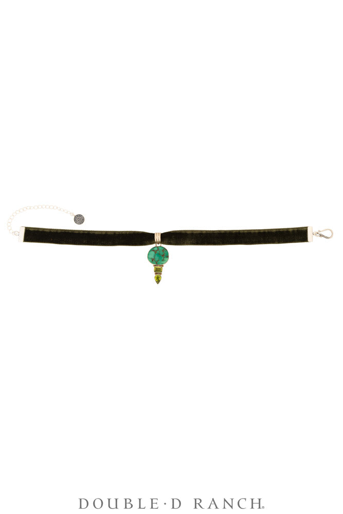 Necklace, Pendant, Margeaux Ribbon With Turquoise & Semi-Precious Stones, Hallmark, Contemporary, 3995H