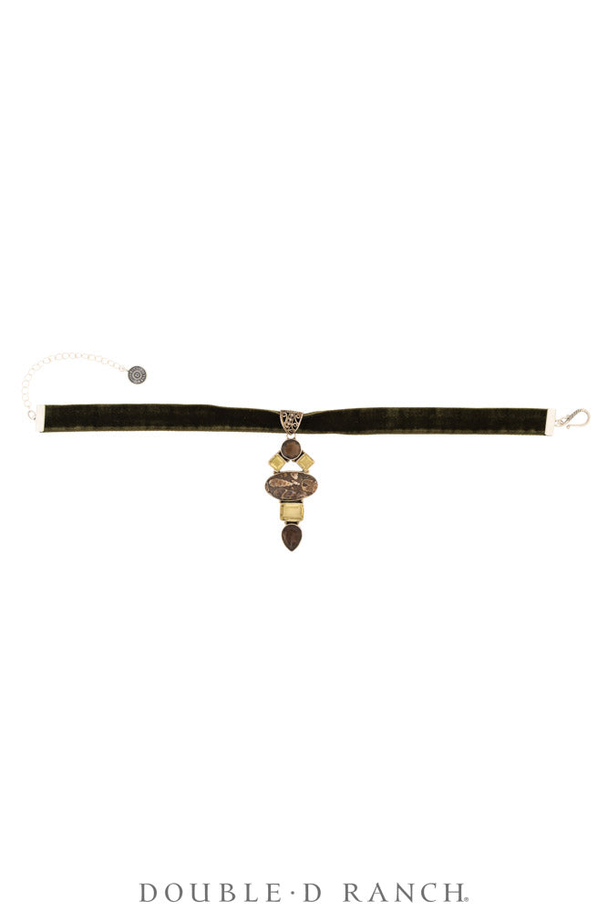 Necklace, Pendant, Margeaux Ribbon With Semi-Precious Stones, Hallmark, Contemporary, 3995G