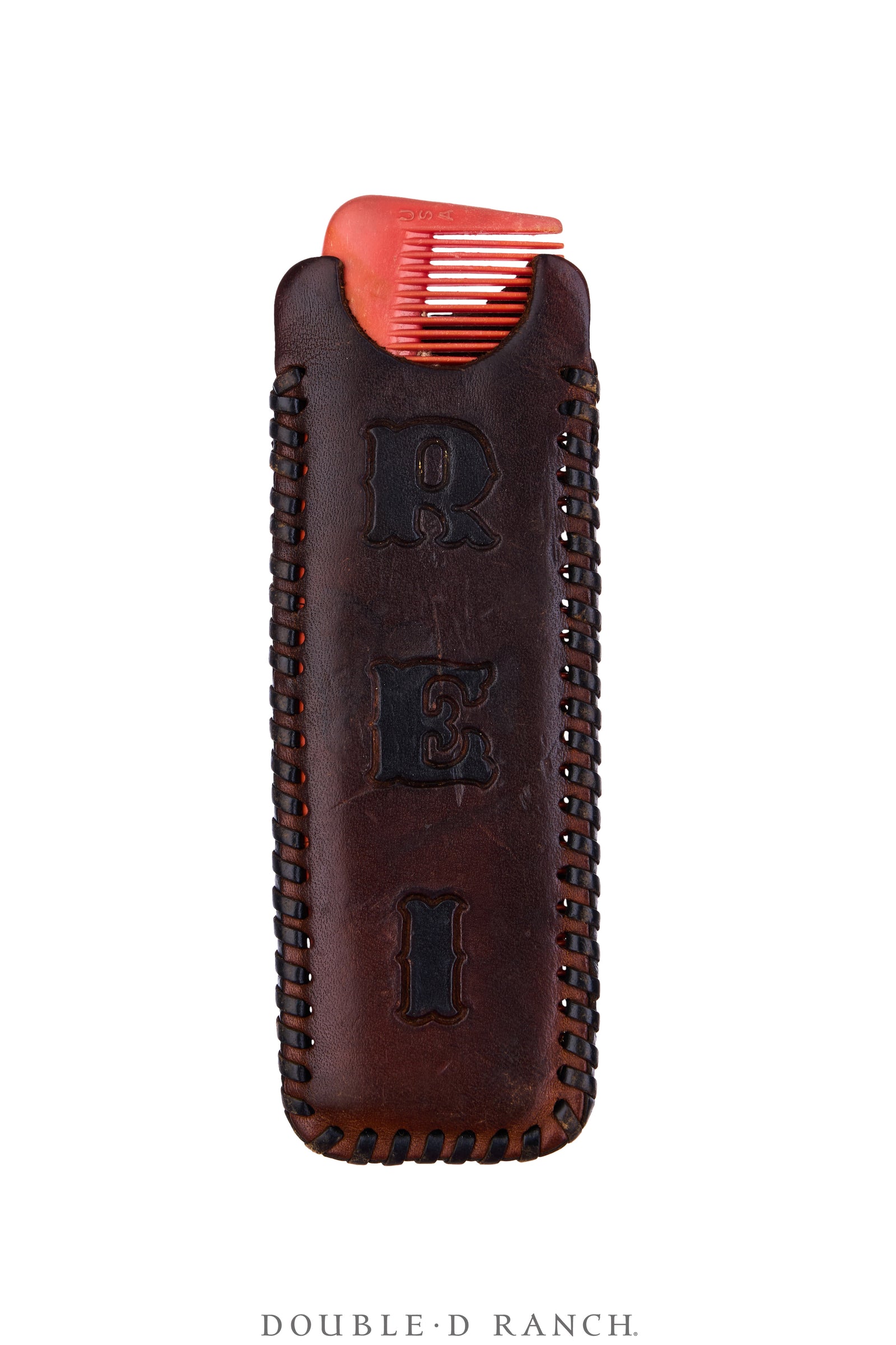 Miscellaneous, Comb In Tooled Leather Sheath, Vintage, 1385