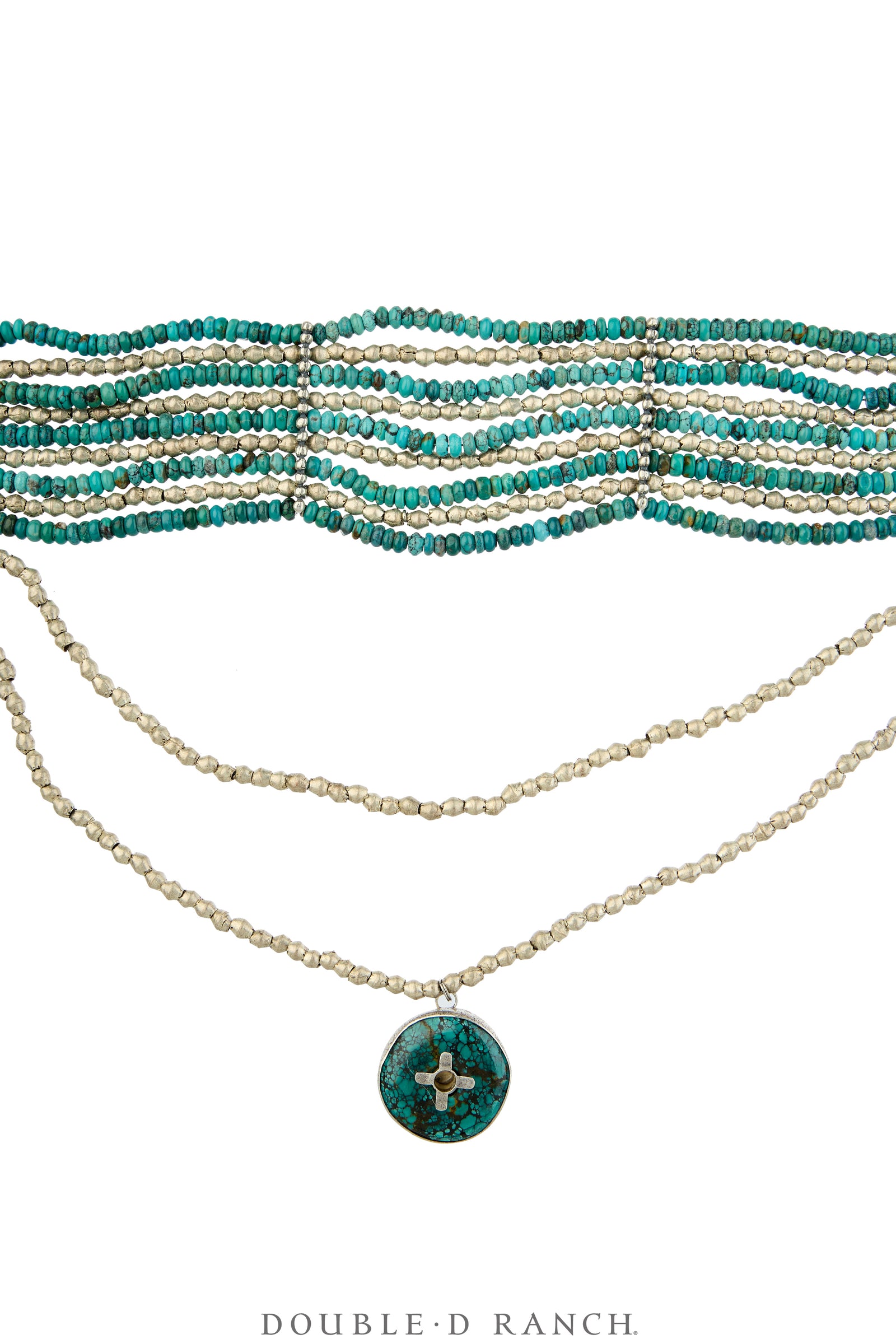 Necklace, MB, Choker, Roi, Turquoise With Turquoise Disc, Contemporary, 101B