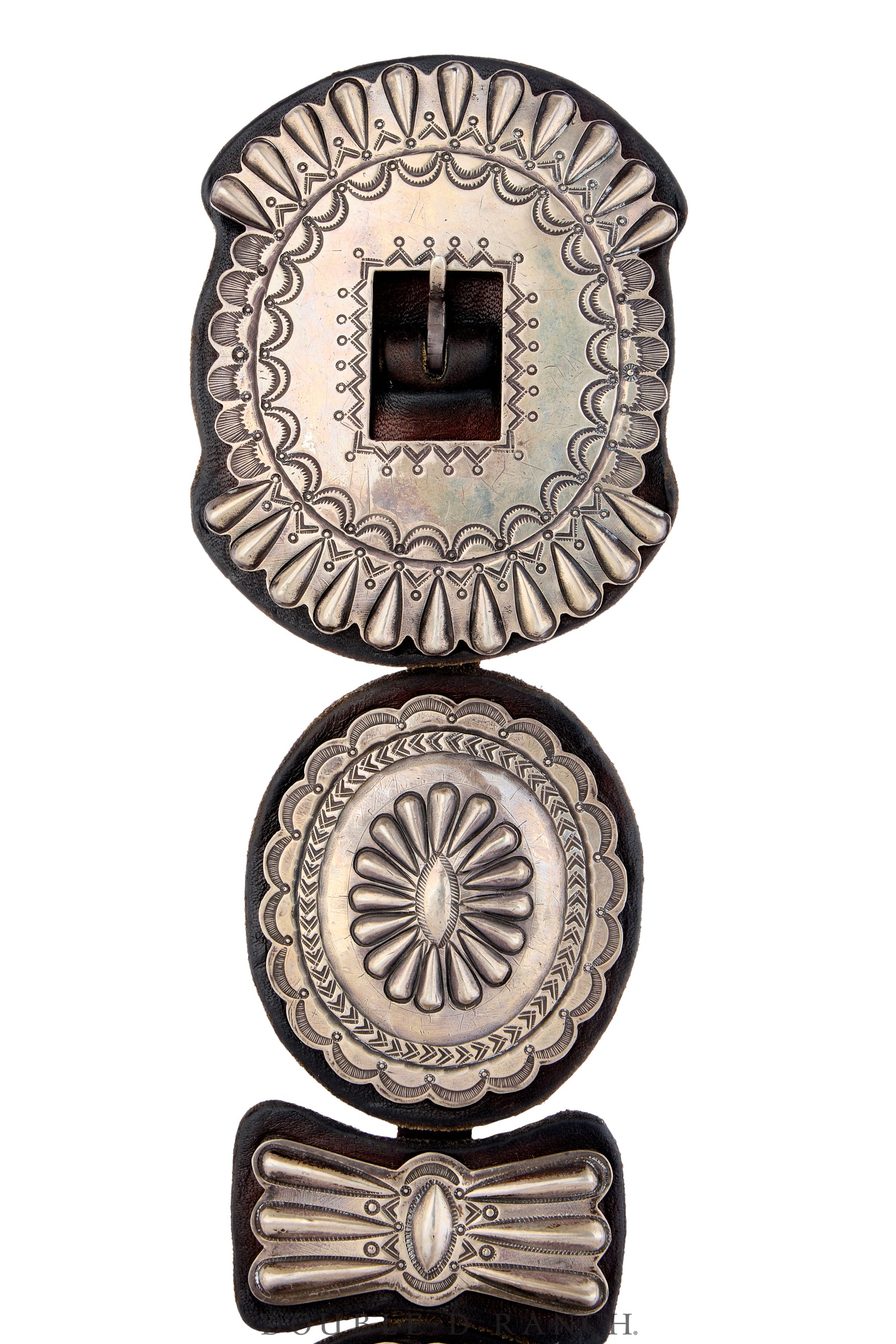 Belt, A Vintage, Concho, Sterling Silver, Sans Hallmark, Vintage, 1214