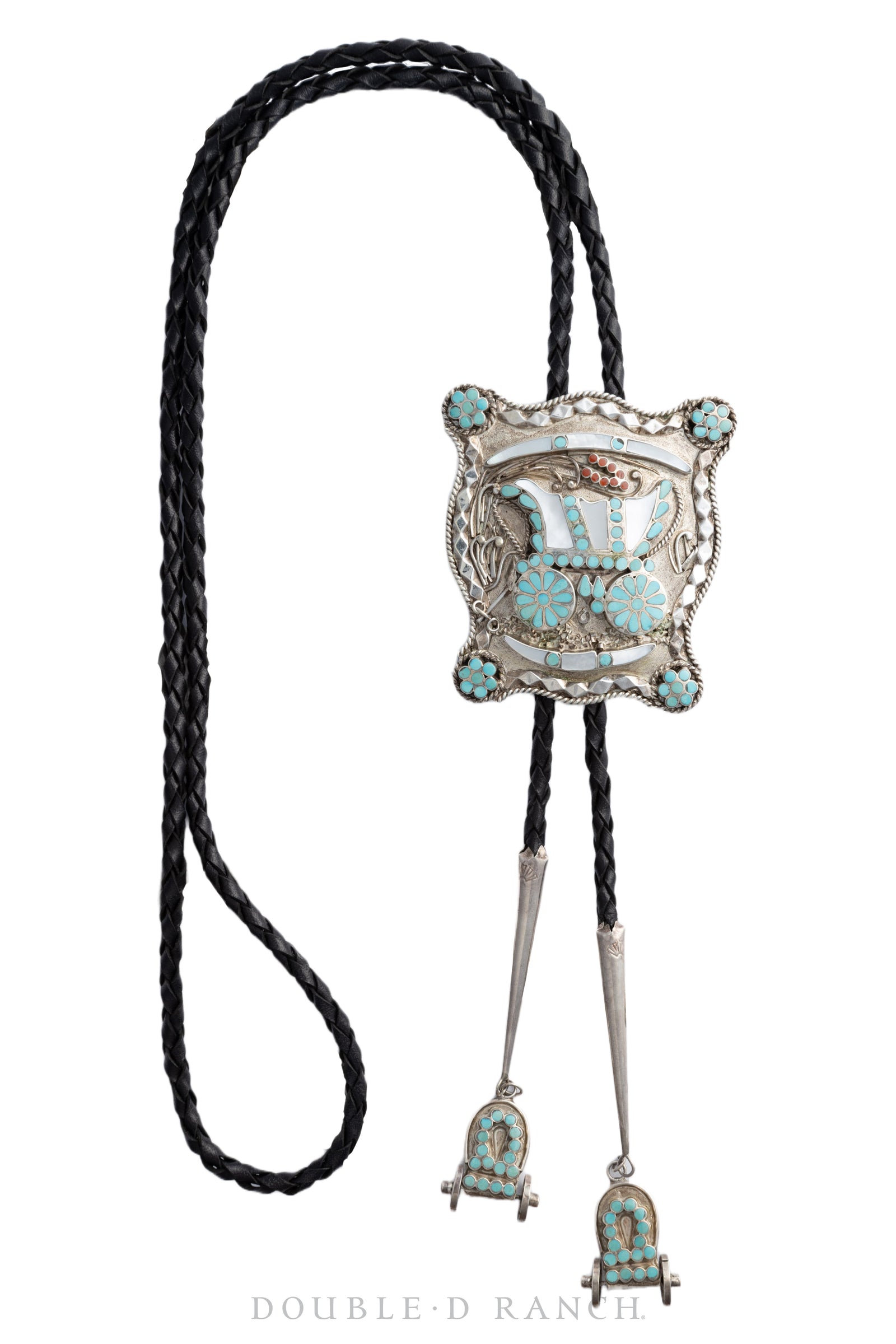 Belt & Bolo Set, Inlay, Conestoga wagon, Dishta, Vintage, 1631