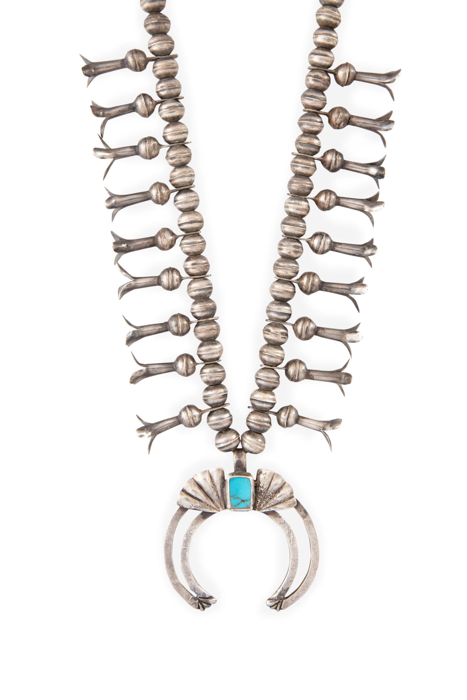 Necklace, Squash Blossom, Turquoise, Vintage, 1940's, 817