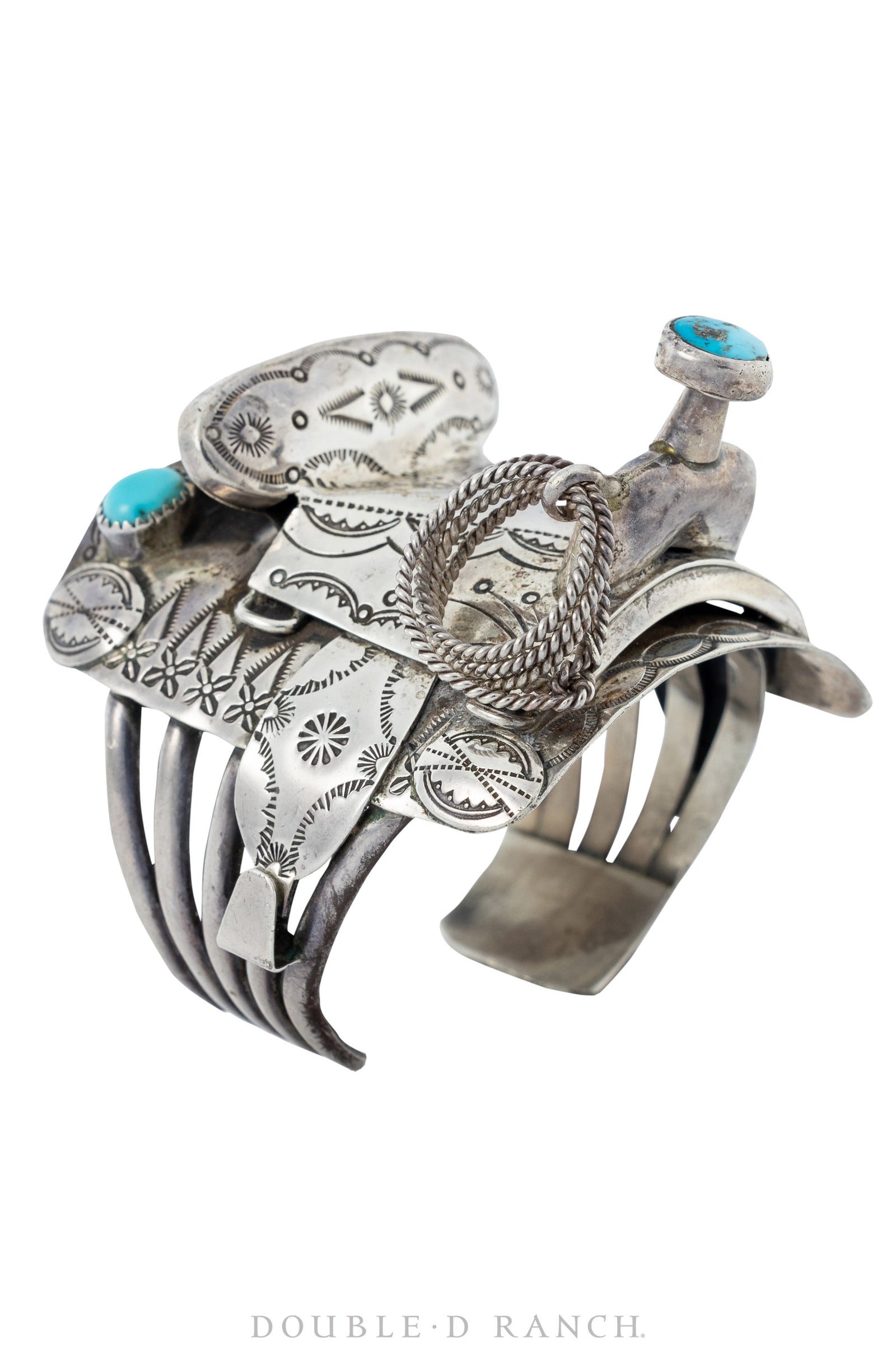 Cuff, Novelty, Saddle, Turquoise, Hallmarked, Vintage, 3048