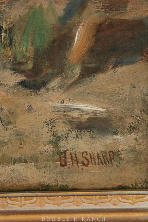 Art, Oil on Canvas, Portrait, Native American Scout, Joseph Henry Sharp, Taos Society of Artists, Antique c. 1900, 1214