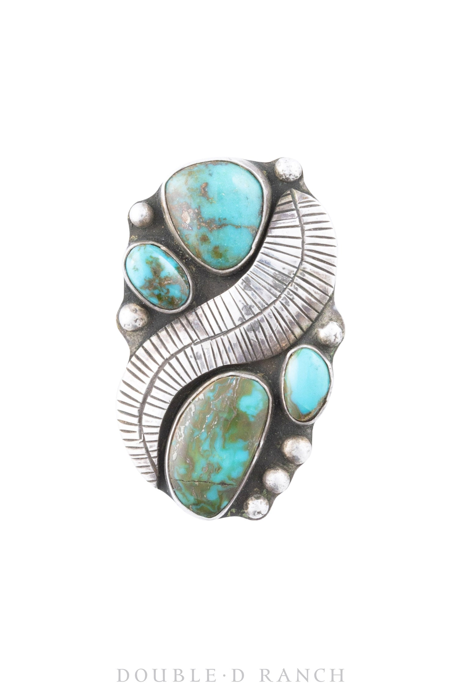 Ring, Turquoise, Feather Applique, Hallmark, Vintage, 995
