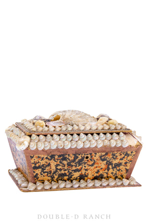 Miscellaneous, Encrusted Shell Box, Vintage, 484