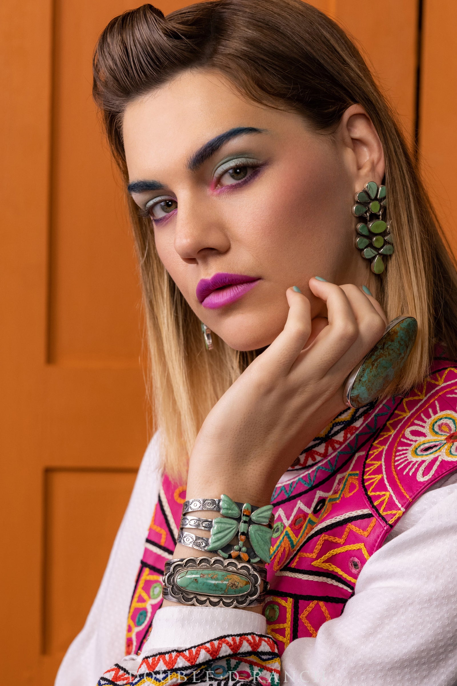 Earrings, Oscar Betz, Triangle, Turquoise, Hallmark, 585T1