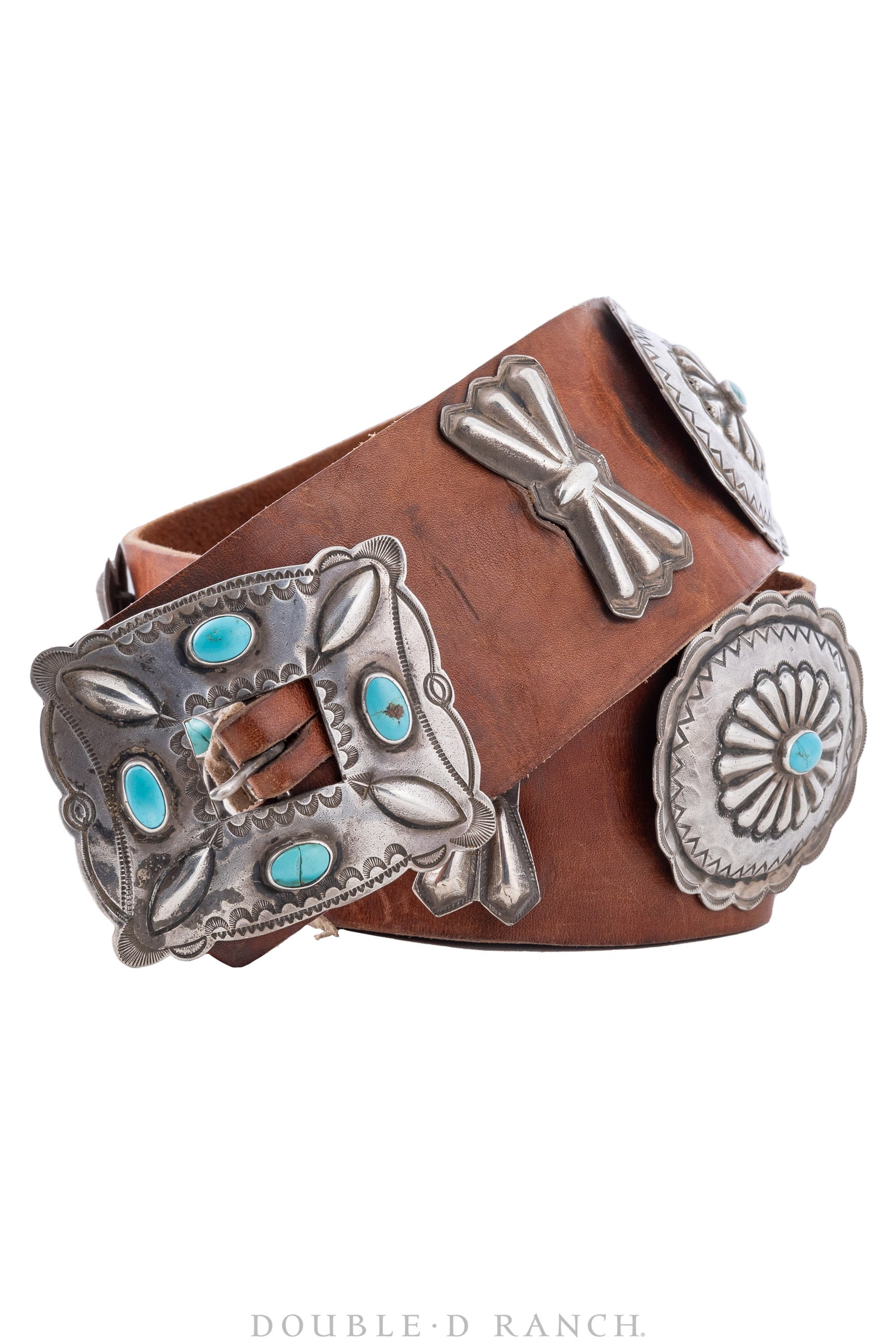 Belt, A Vintage, Concho, Blue Gem Turquoise, Old Pawn, circa 1940's, 251