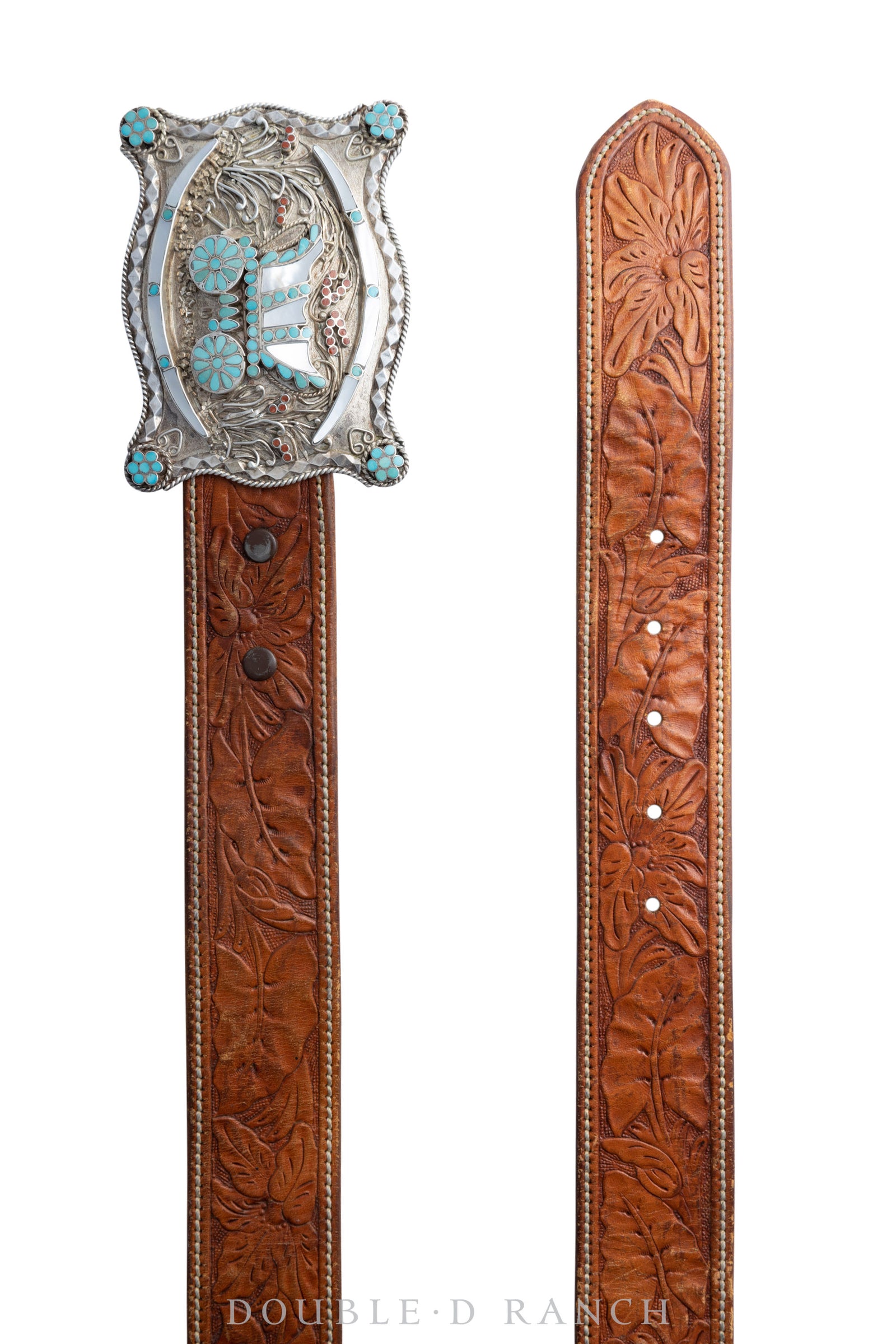 Belt & Bolo Set, Inlay, Conestoga wagon, Dishta, Vintage, 1631