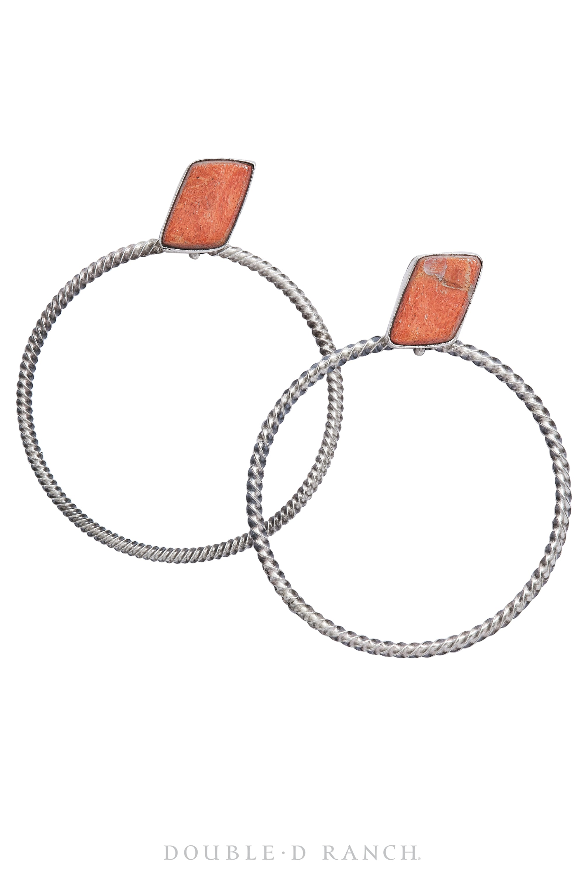 Earrings, Hoop, Orange Spiny Oyster, Hallmark, Contemporary, 1141