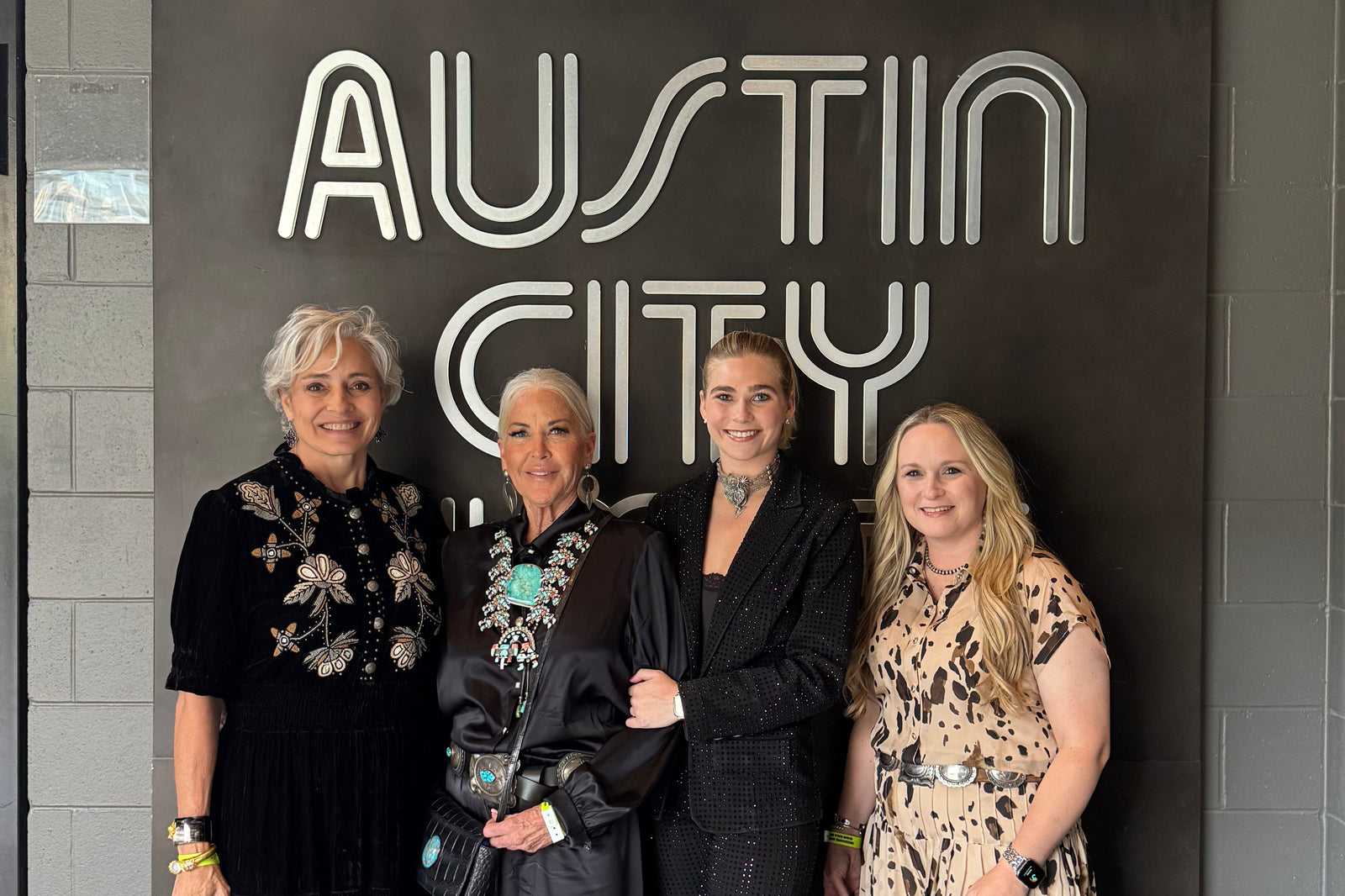 Hedy Carter, Kathleen Burnham, Presley Carter, and Leeann Wenske at the annual MJ&M fundraiser in Austin, TX.