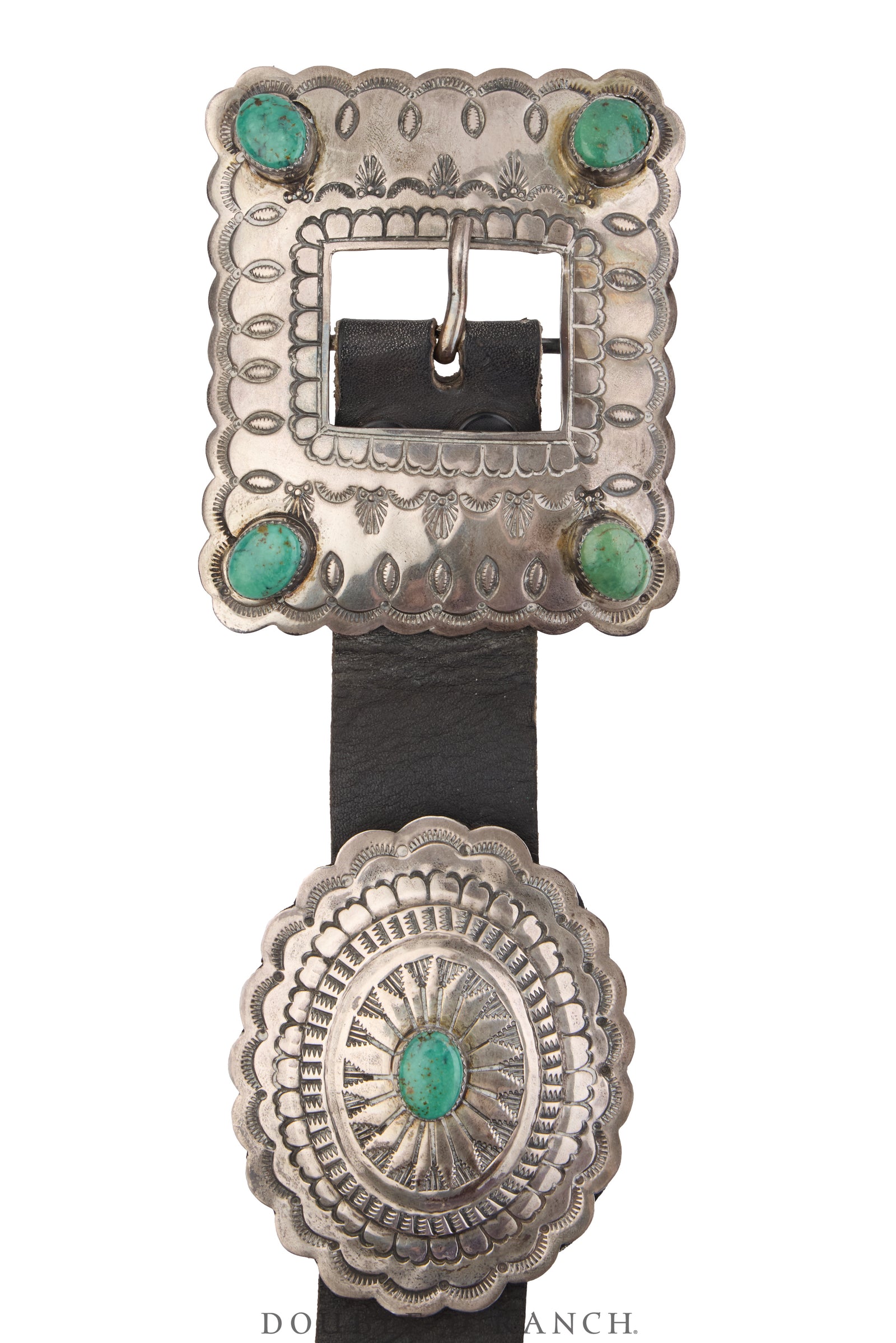 Belt, A Vintage, Concho, Turquoise, Stampwork, Hallmark, Vintage, 1030