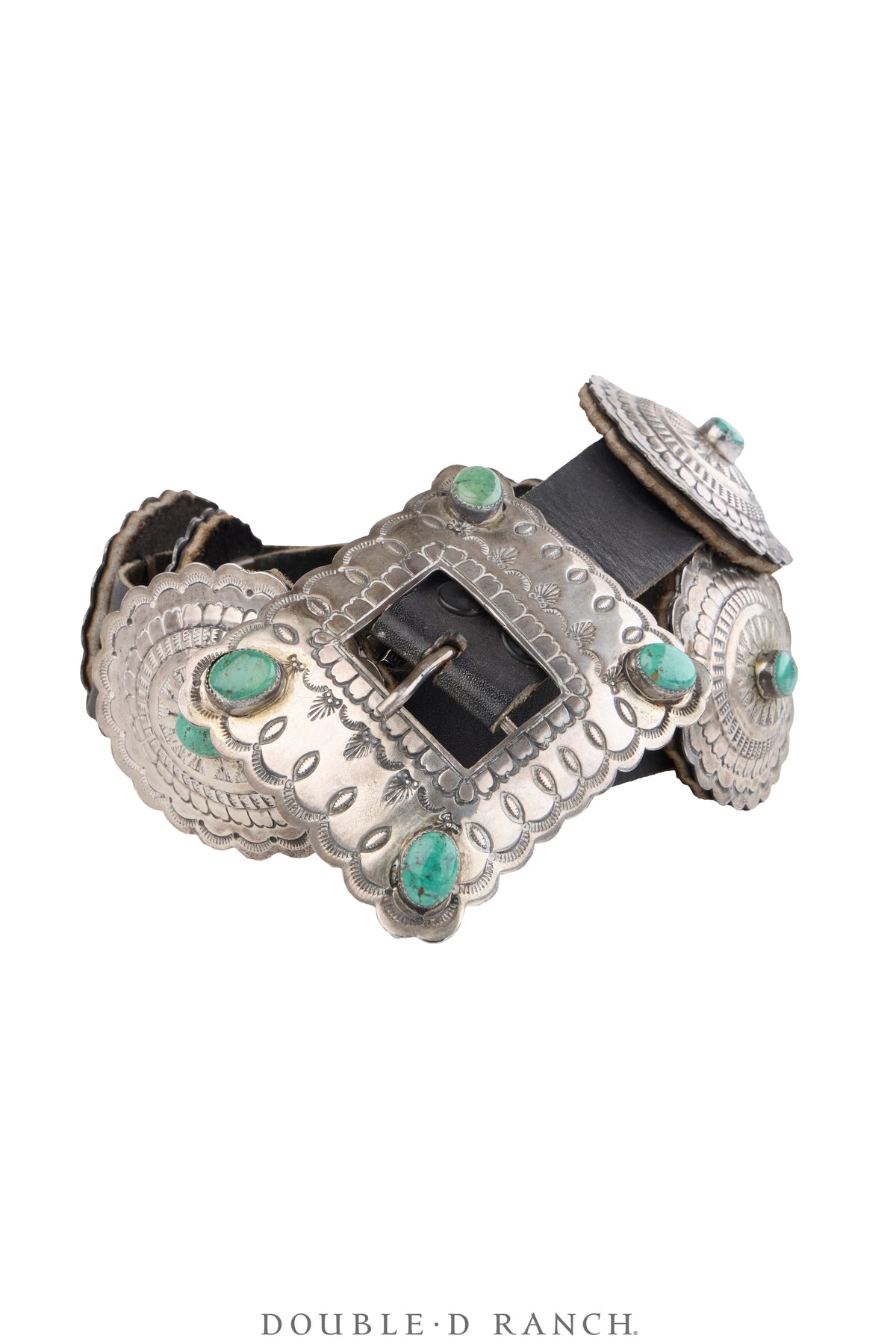 Belt, A Vintage, Concho, Turquoise, Stampwork, Hallmark, Vintage, 1030