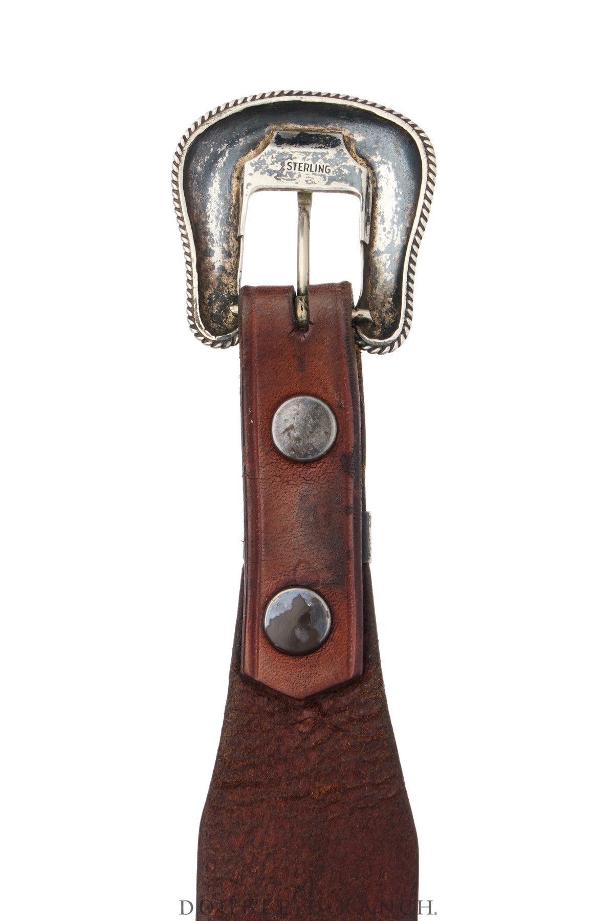 Belt, A Vintage, Ranger, Sterling Silver, Hand-Tooled Leather, Hallmark, Vintage, 1329