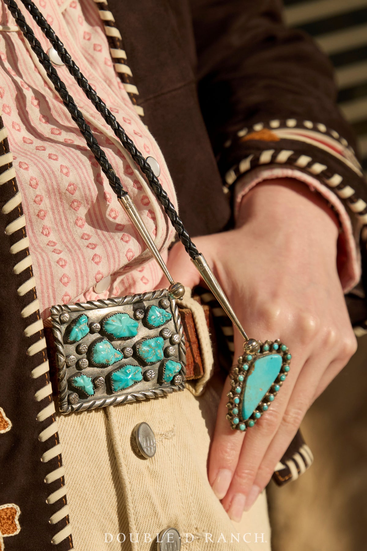 Ring, Cluster, Turquoise, Large Stone With Snake Eye Turquoise, Attributed to Dick Leekity, Vintage ‘70s, 7, 1789