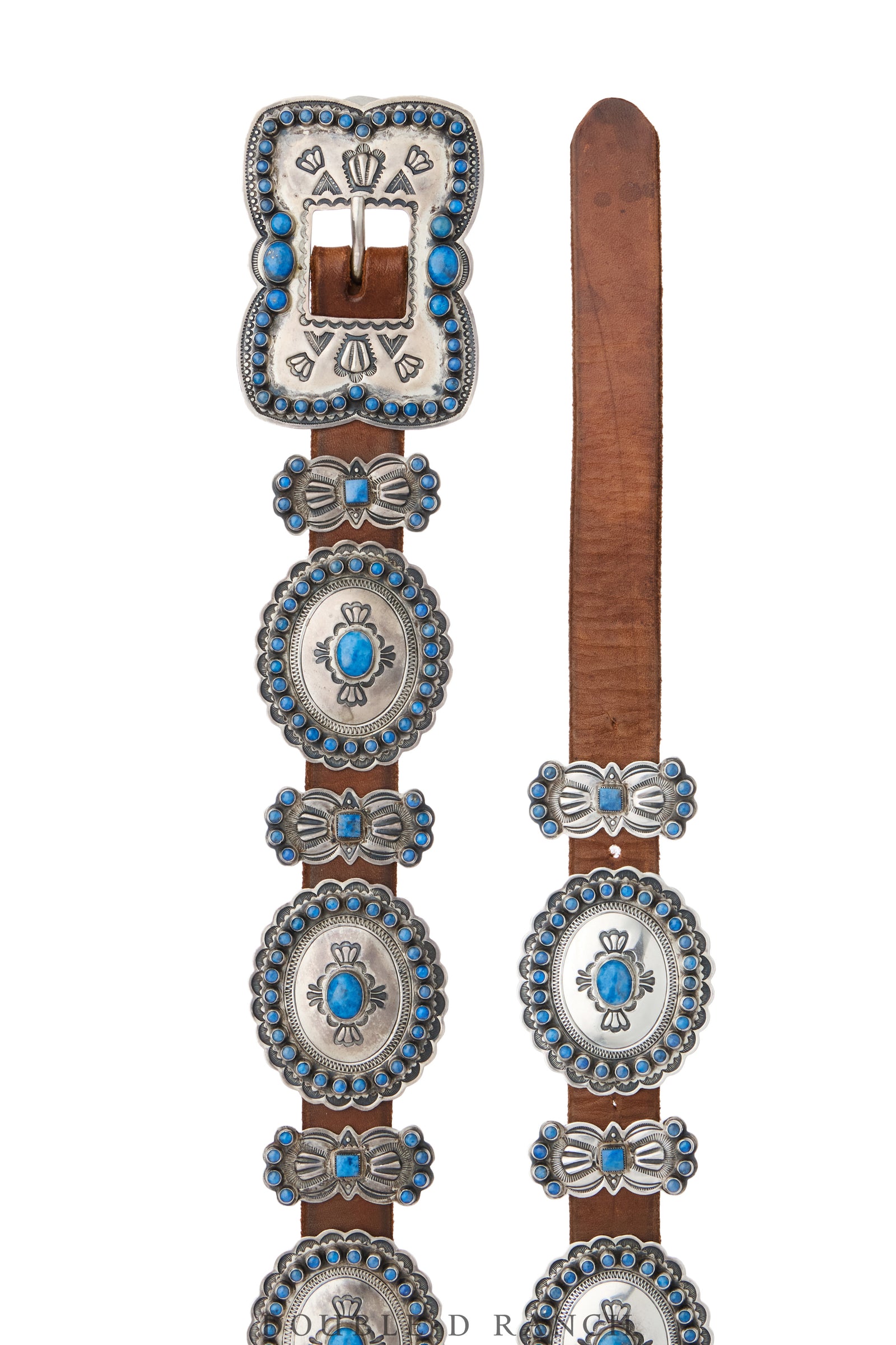 Belt, A Vintage, Concho, Lapis, Heavy Stampwork, Don Lucas Hallmark, Vintage, 1385