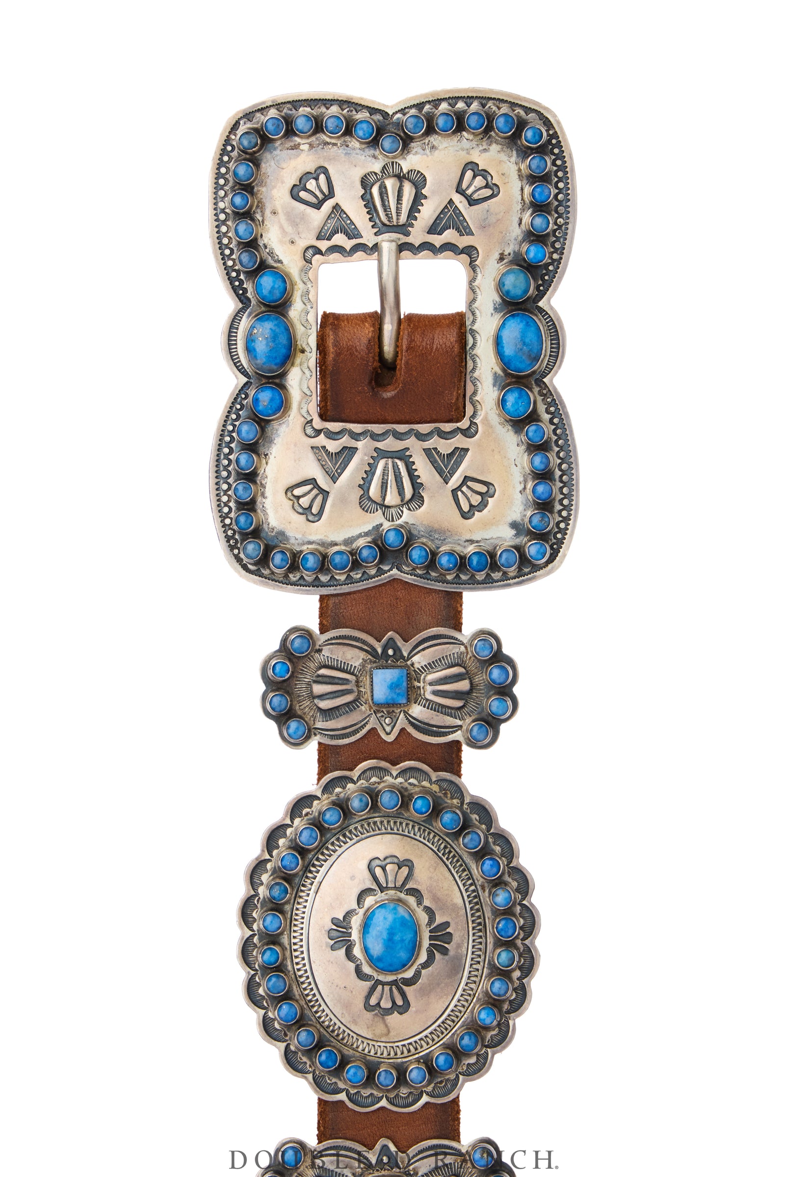 Belt, A Vintage, Concho, Lapis, Heavy Stampwork, Don Lucas Hallmark, Vintage, 1385